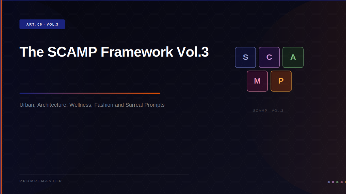 The SCAMP Framework Vol.3: Urban, Architecture, Wellness, Fashion and Surreal Prompts