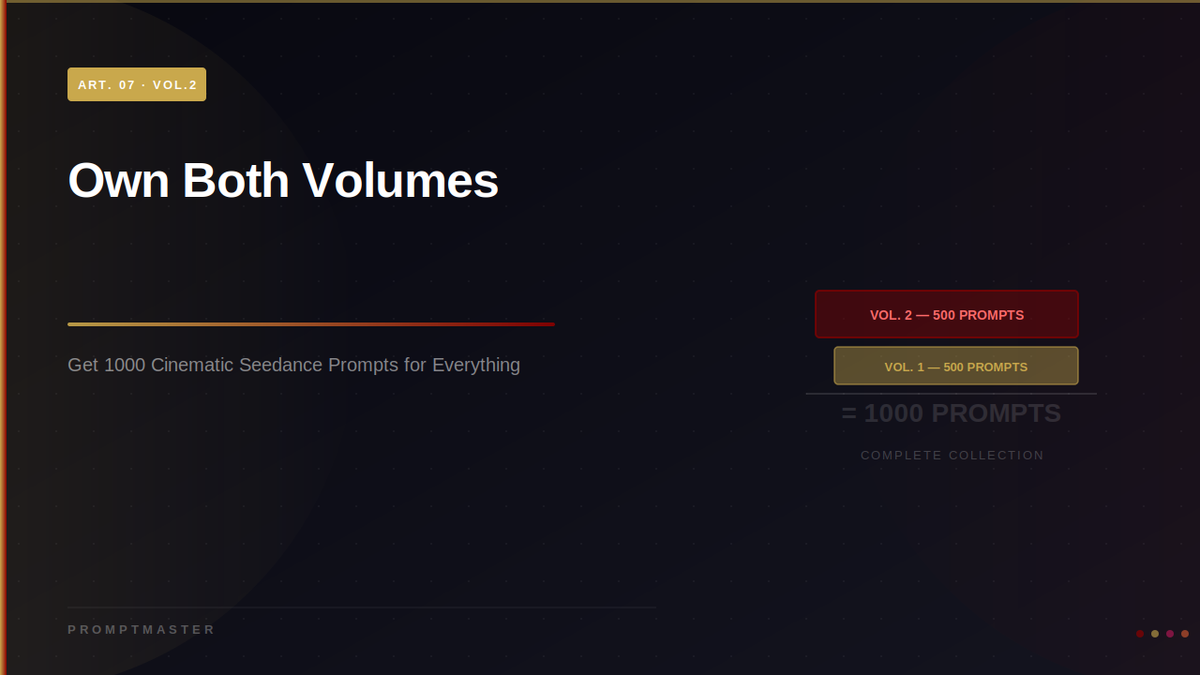 Own Both Volumes: Get 1000 Cinematic Seedance 2.0 Prompts for Every Style