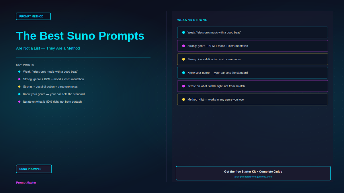 The Best Suno Prompts Are Not a List — They Are a Method