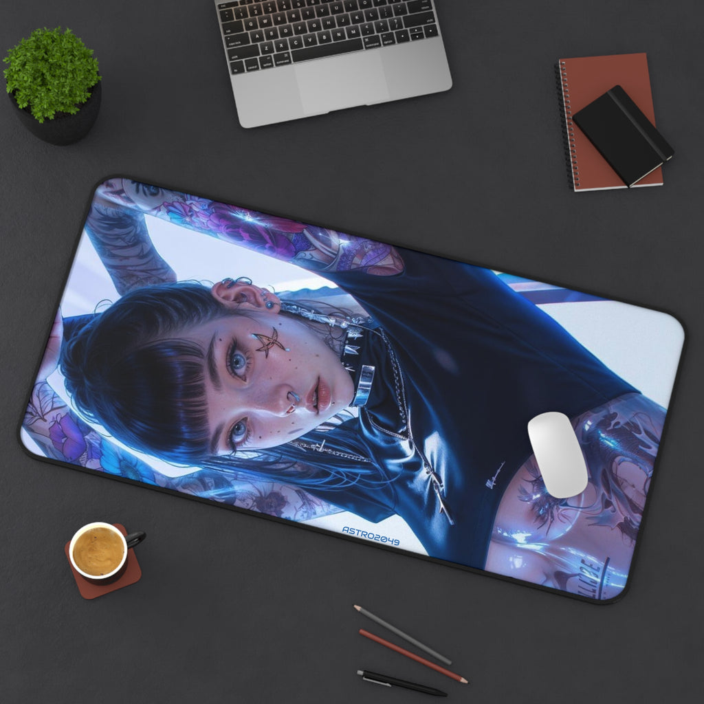 CYBERPUNK - TATTOO - Edgy Artistic Desk Mat, Gamer Mouse Pad, Office Decor, Unique Workstation Mat, Aesthetic Desk Accessory