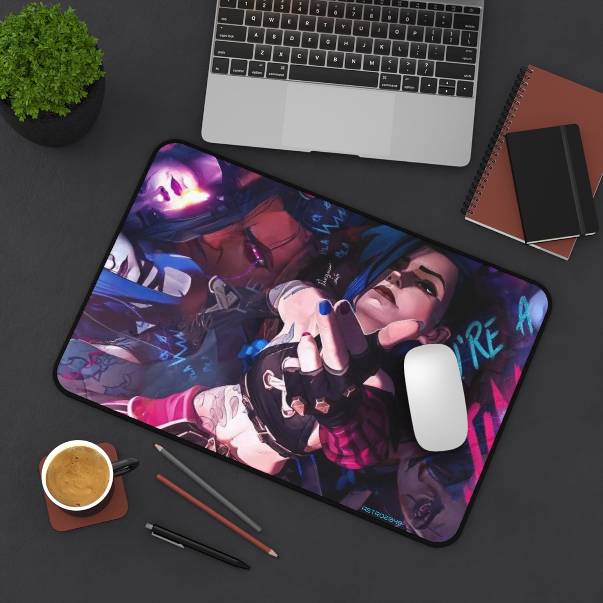 League of Legends - Arcane: JINX - Edgy Gamer Desk Mat, Anti-Slip Desk Pad, Personalized Gaming Mat, Unique Gift for Gamers