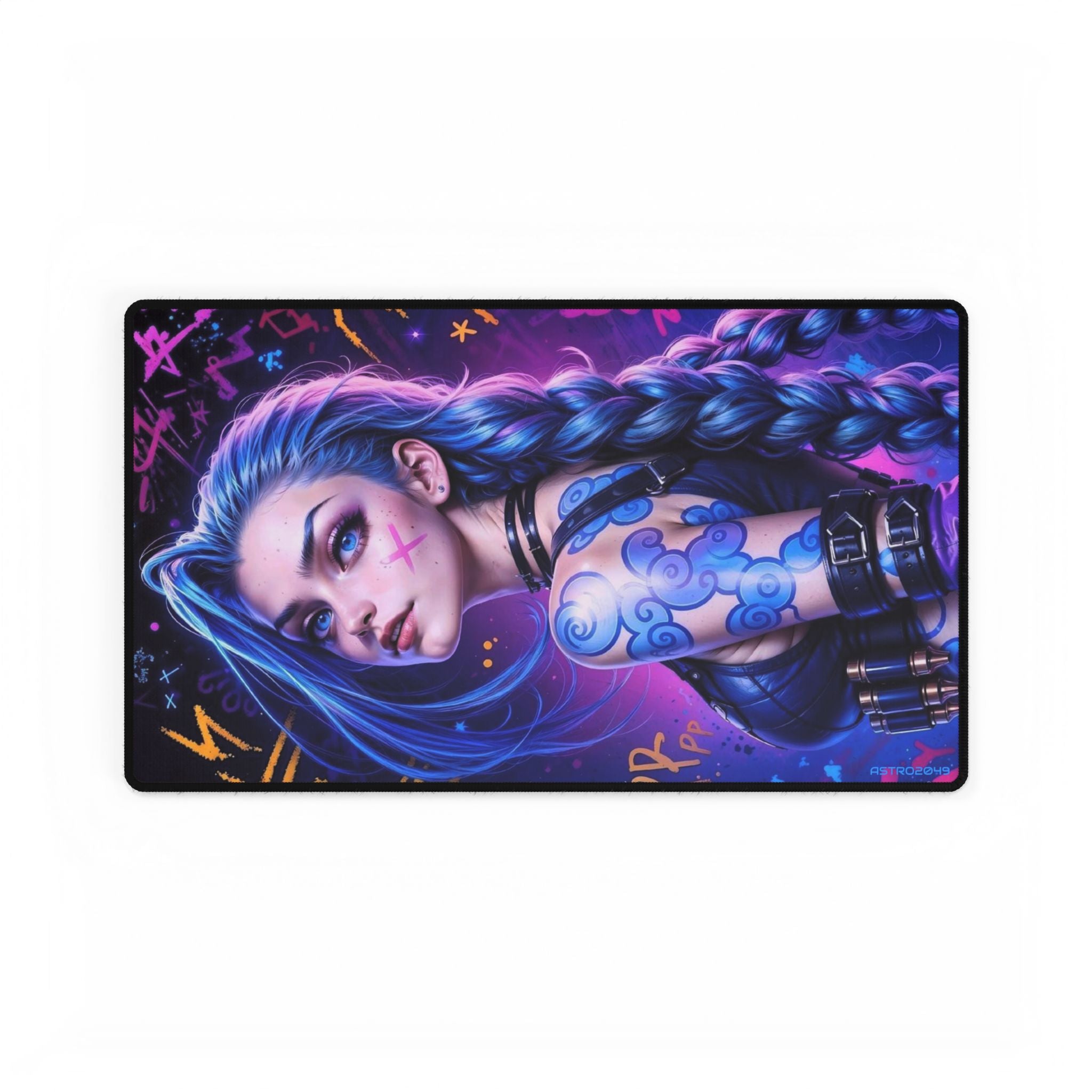 League of Legends - Arcane: JINX - Vibrant Desk Mats for Creative Workspaces, Gamer Desk Accessories, Customizable Mouse Pad
