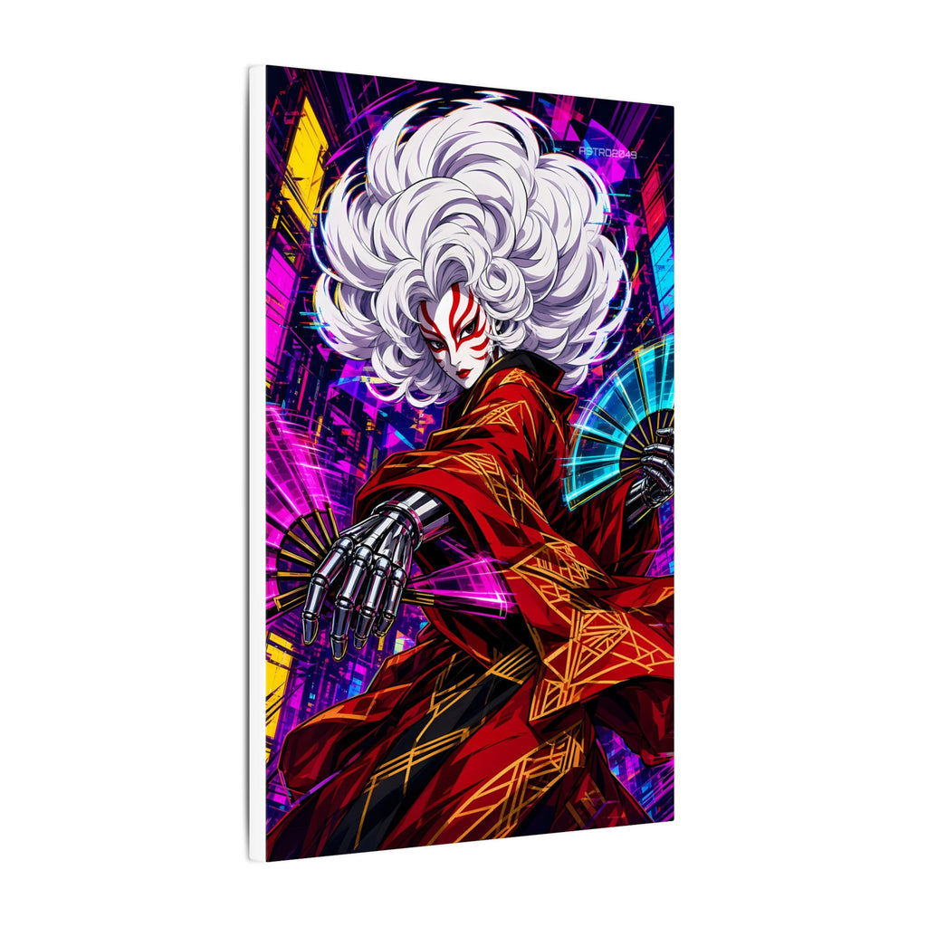 Kabuki Glitch Dancer canvas hanging above a dark gaming desk with neon lighting, view 6 of 8