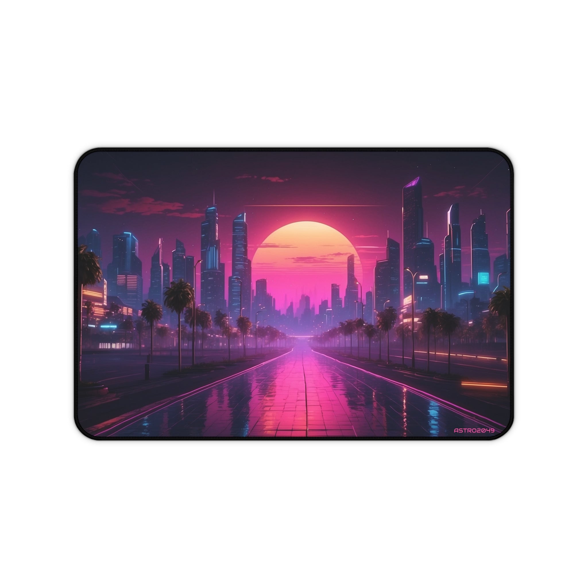 CYBERPUNK - RETROWAVE - Vibrant Sunset Cityscape Desk Mat, Gaming Mat, Office Decor, Computer Accessories, Home Office Gift, Retro Style