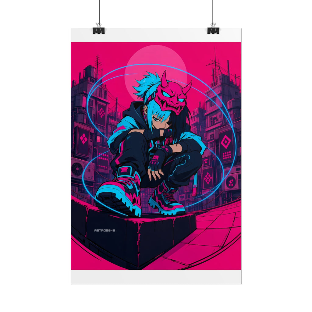 Kira Netrunner 2049 poster hanging above a dark gaming desk with neon lighting, view 3 of 8