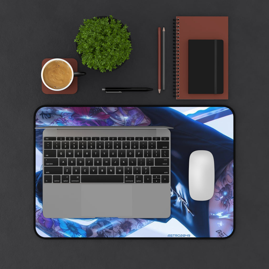 CYBERPUNK - TATTOO - Edgy Artistic Desk Mat, Gamer Mouse Pad, Office Decor, Unique Workstation Mat, Aesthetic Desk Accessory