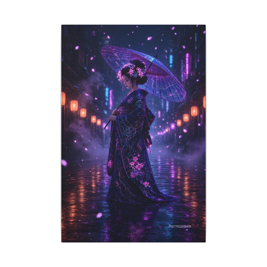 Lantern Rain Geisha canvas print, 12 x 18 in – full artwork view