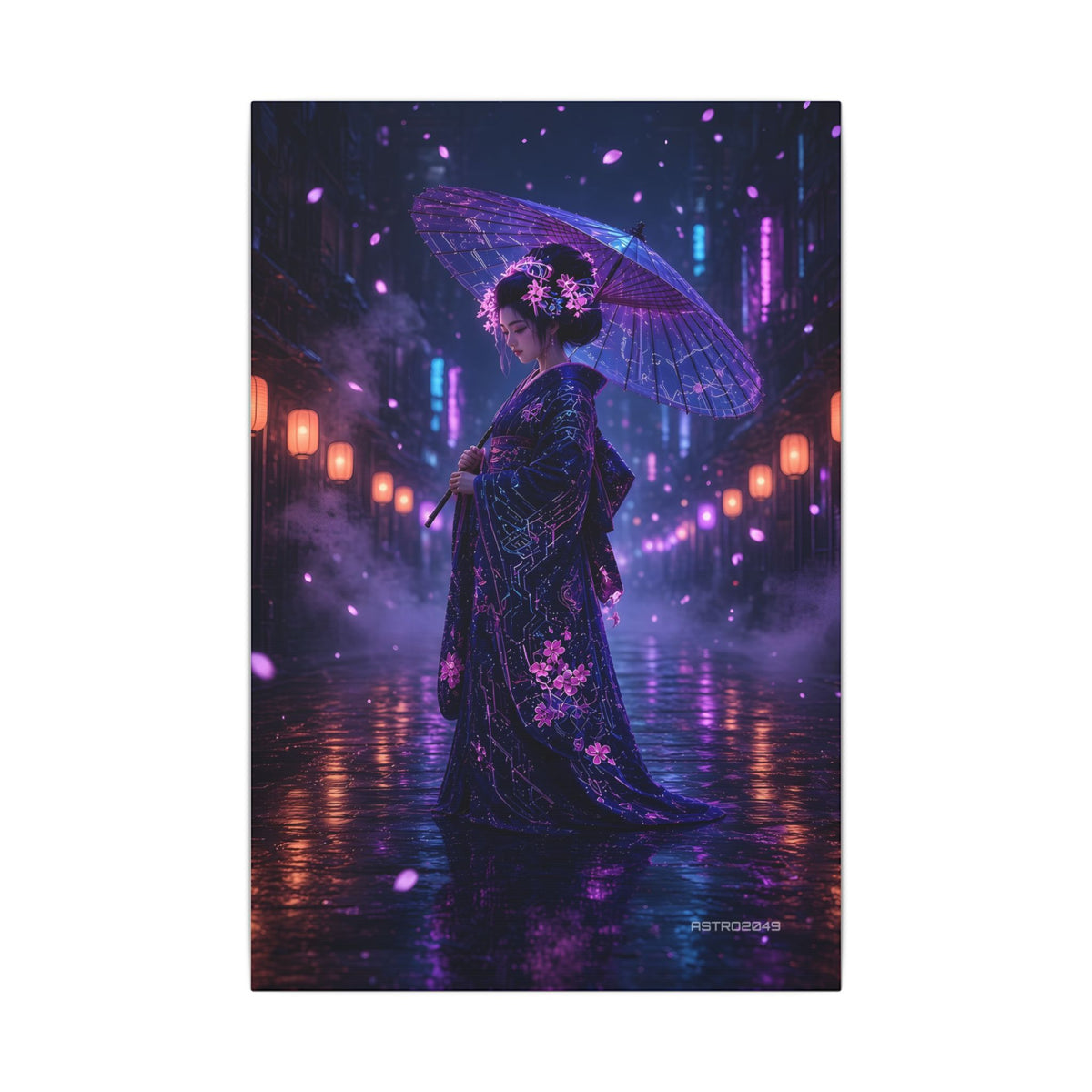 Lantern Rain Geisha canvas print, 12 x 18 in – full artwork view