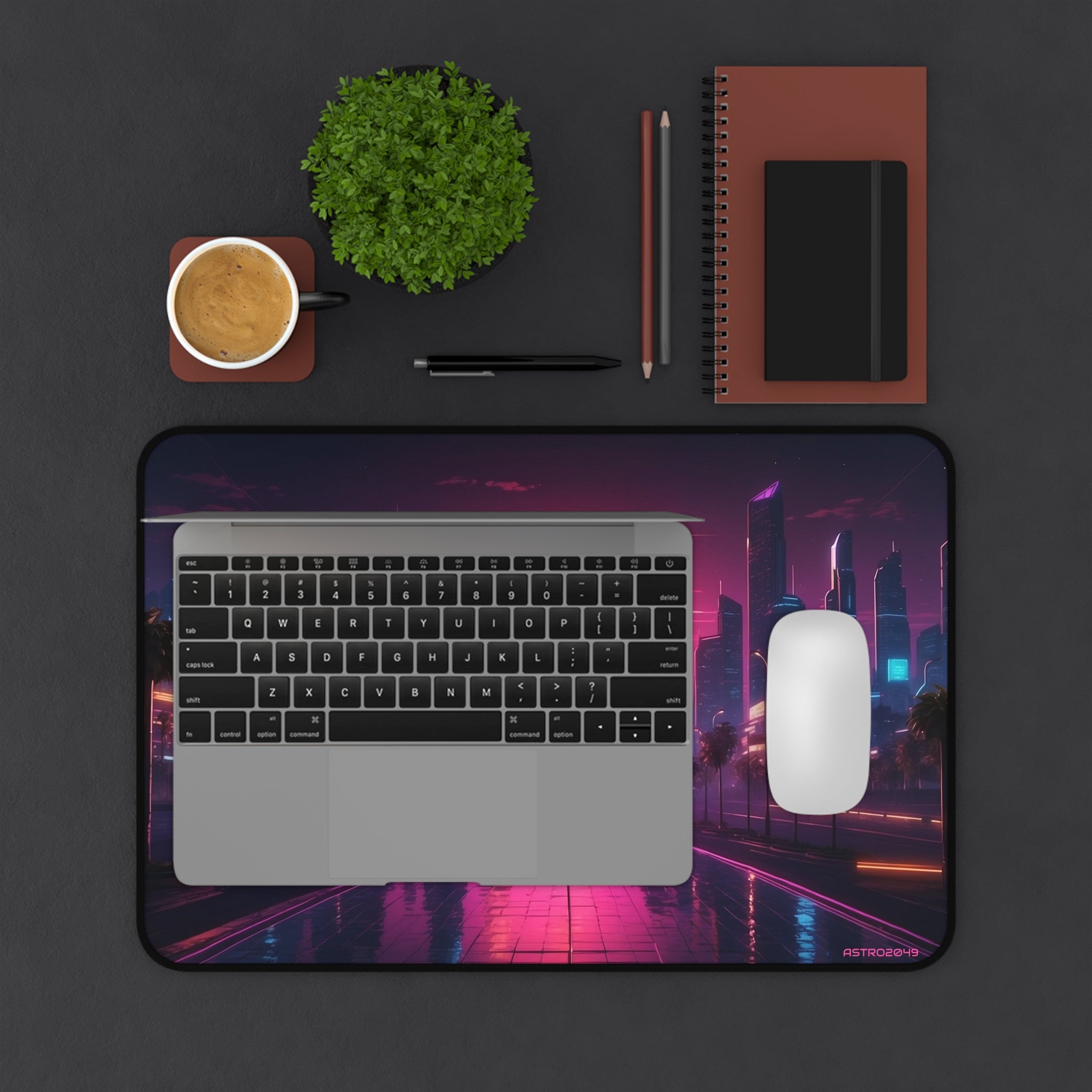 CYBERPUNK - RETROWAVE - Vibrant Sunset Cityscape Desk Mat, Gaming Mat, Office Decor, Computer Accessories, Home Office Gift, Retro Style