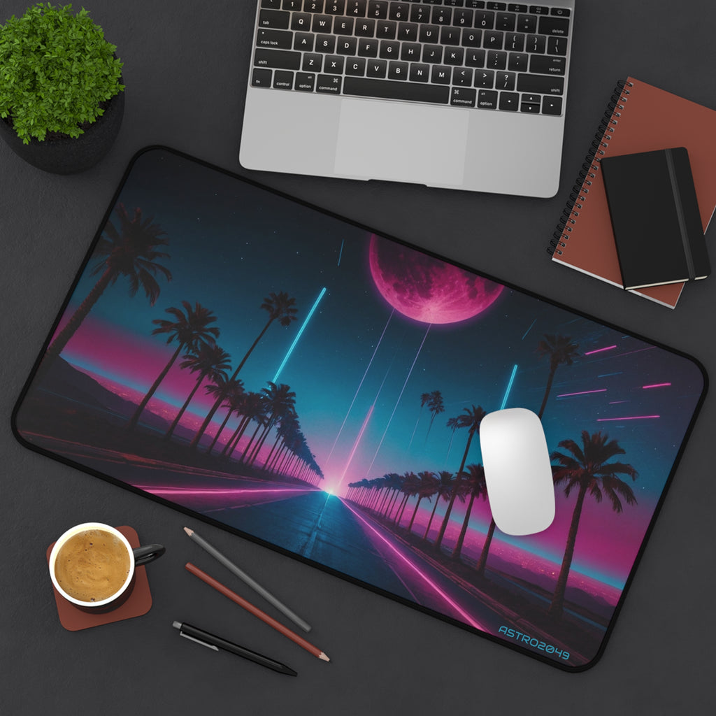CYBERPUNK - RETROWAVE - Neon Sunset Desk Mat, Retro Gaming Mousepad, Aesthetic Office Decor, Computer Accessory, Home Office Must-Have