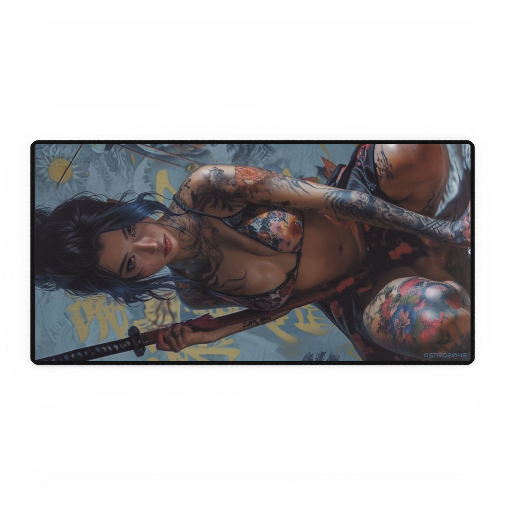 CYBERPUNK - SAMURAI - Artistic Desk Mat with Samurai Theme, Gamer Desk Accessories, Office Decor, Unique Gift for Him, Custom Mouse Pad