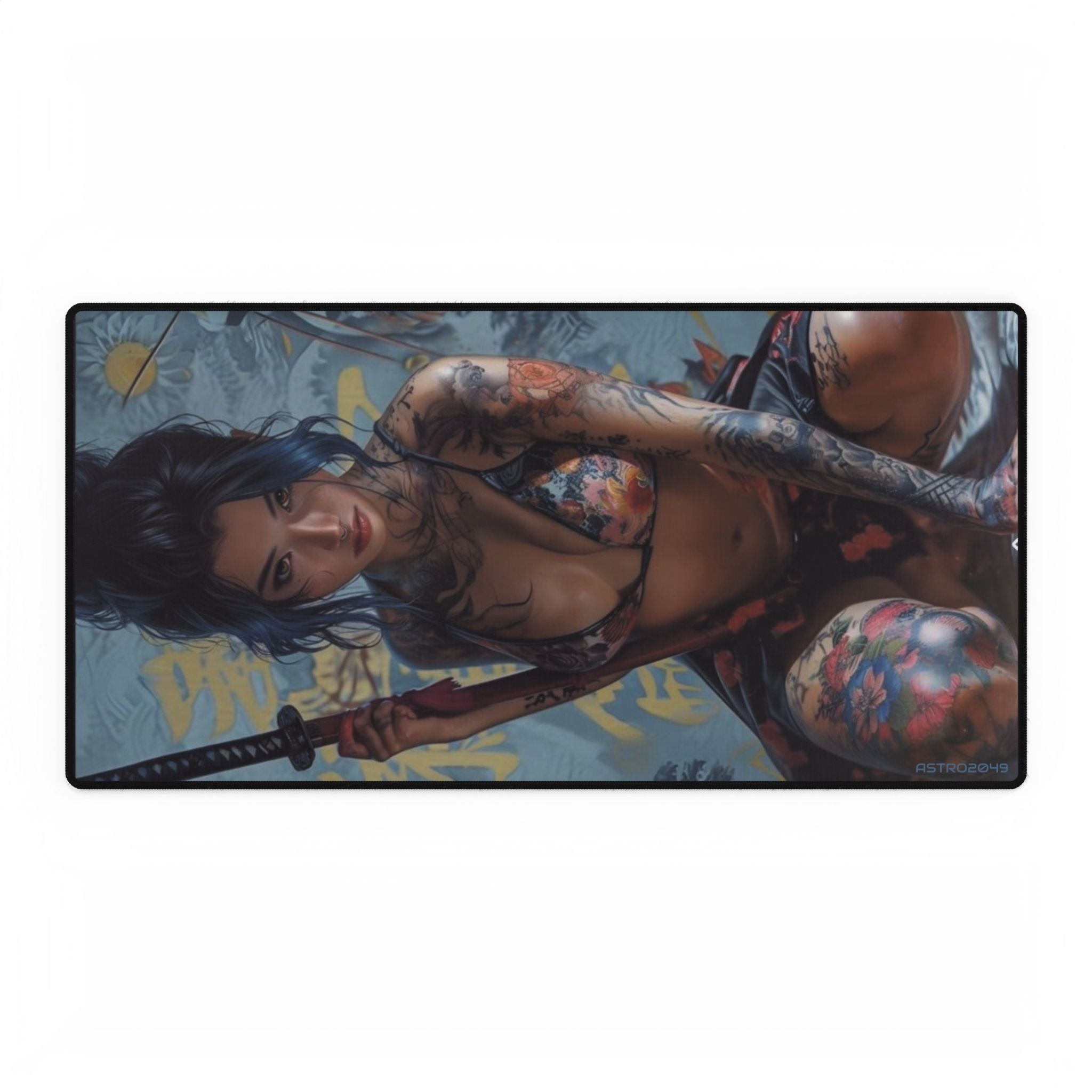 CYBERPUNK - SAMURAI - Artistic Desk Mat with Samurai Theme, Gamer Desk Accessories, Office Decor, Unique Gift for Him, Custom Mouse Pad