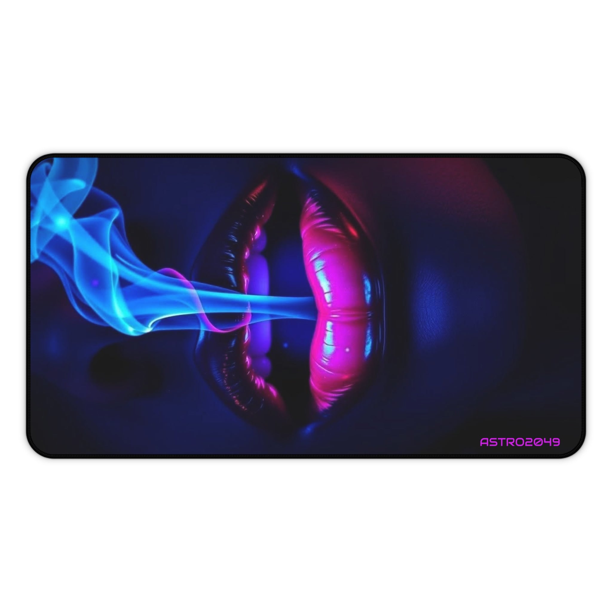 CYBERPUNK - Futuristic Desk Mat, Vibrant Neon Lips Desk Mat, Gaming Desk Pad, Gift for Artists, Colorful Workstation Accessory