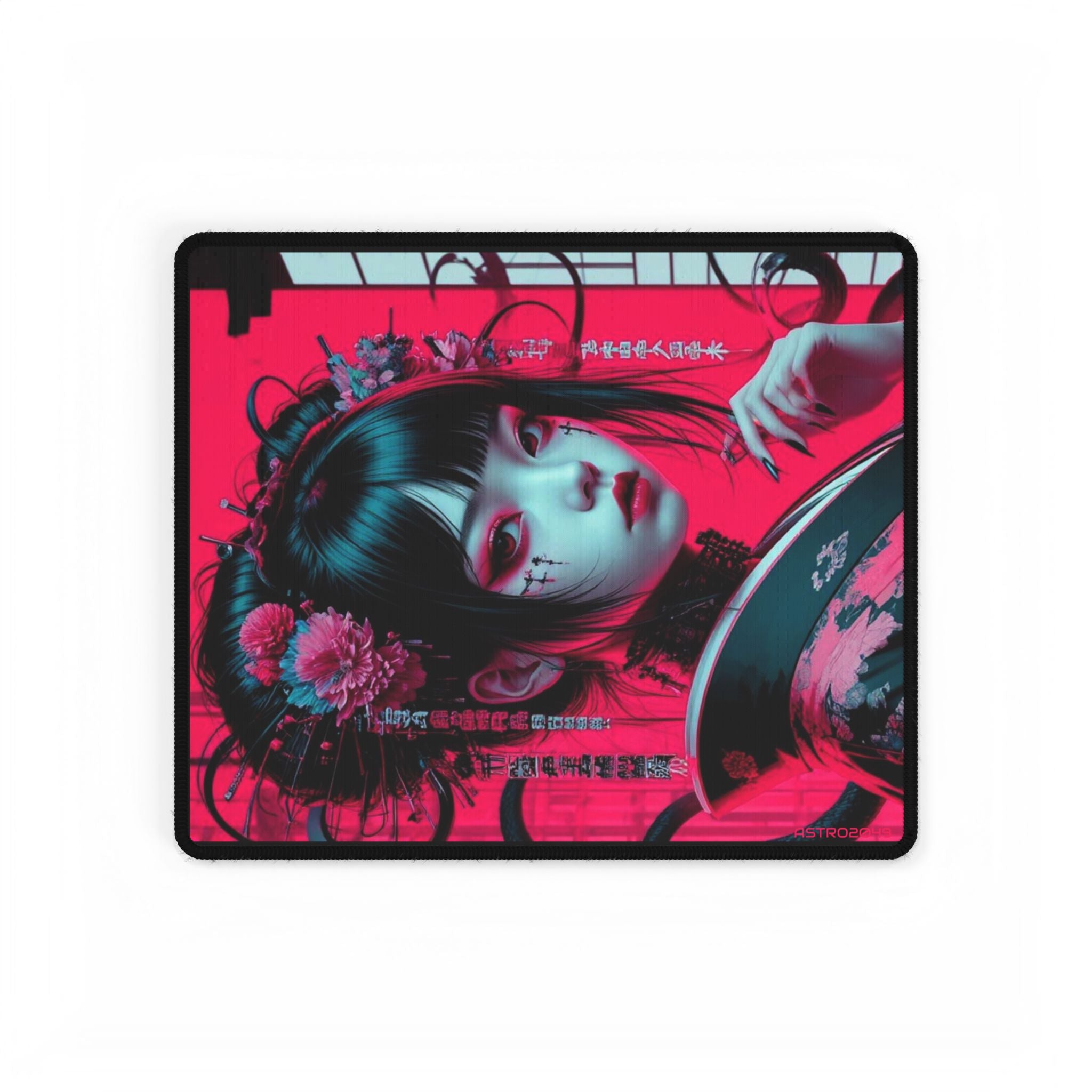 CYBERPUNK - GEISHA - Vibrant Desk Mat with Japanese Aesthetic, Office Decor, Gaming Accessory, Gift for Students, Desk Accessories