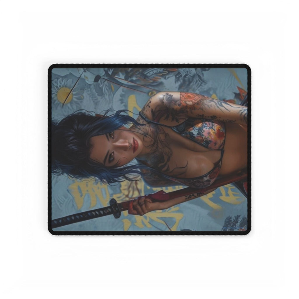 CYBERPUNK - SAMURAI - Artistic Desk Mat with Samurai Theme, Gamer Desk Accessories, Office Decor, Unique Gift for Him, Custom Mouse Pad