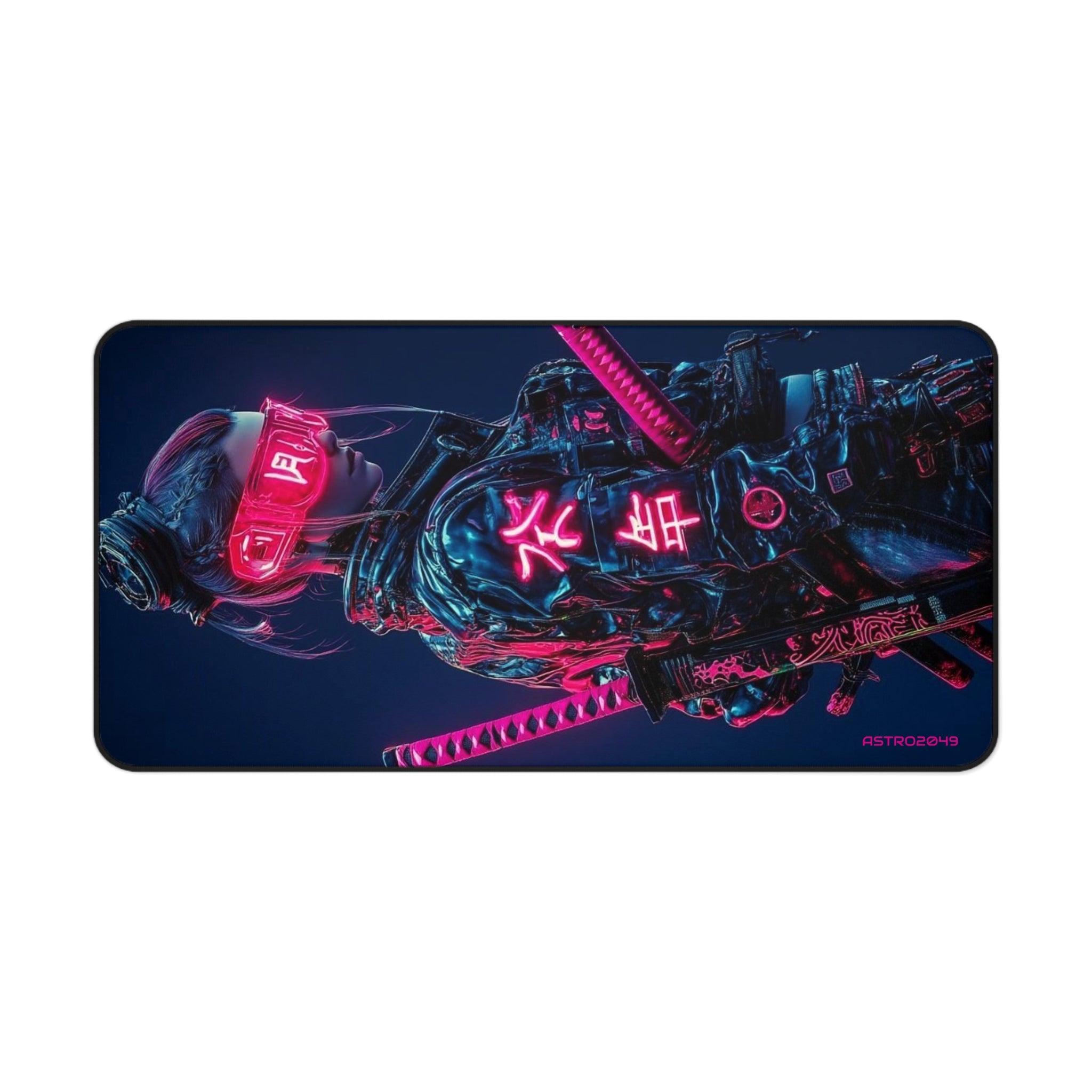 CYBERPUNK - SAMURAI - Cyberpunk Desk Mat, Neon Gaming Mouse Pad, Stylish Workspace Accessory, Gift for Gamers, Tech Enthusiasts