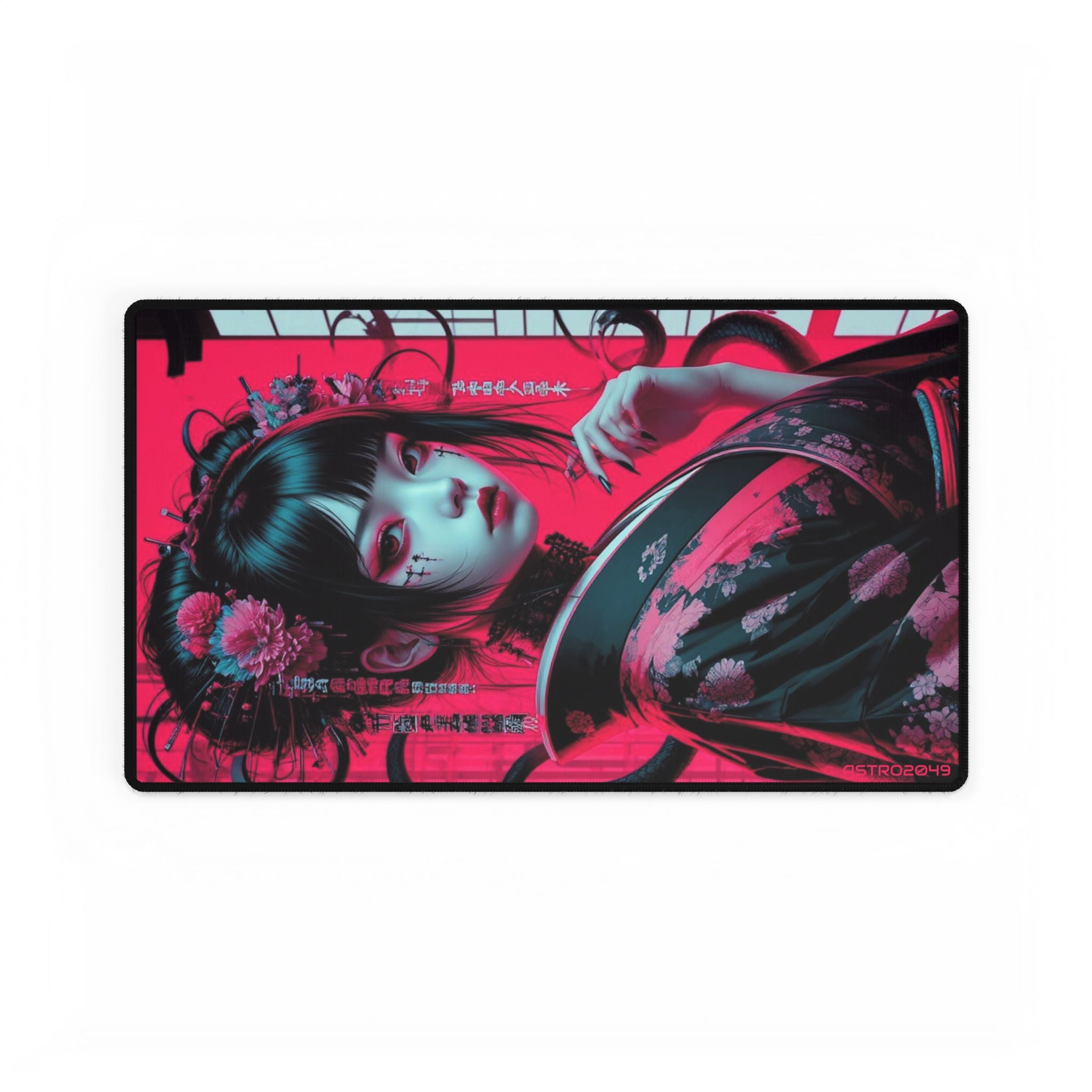 CYBERPUNK - GEISHA - Vibrant Desk Mat with Japanese Aesthetic, Office Decor, Gaming Accessory, Gift for Students, Desk Accessories
