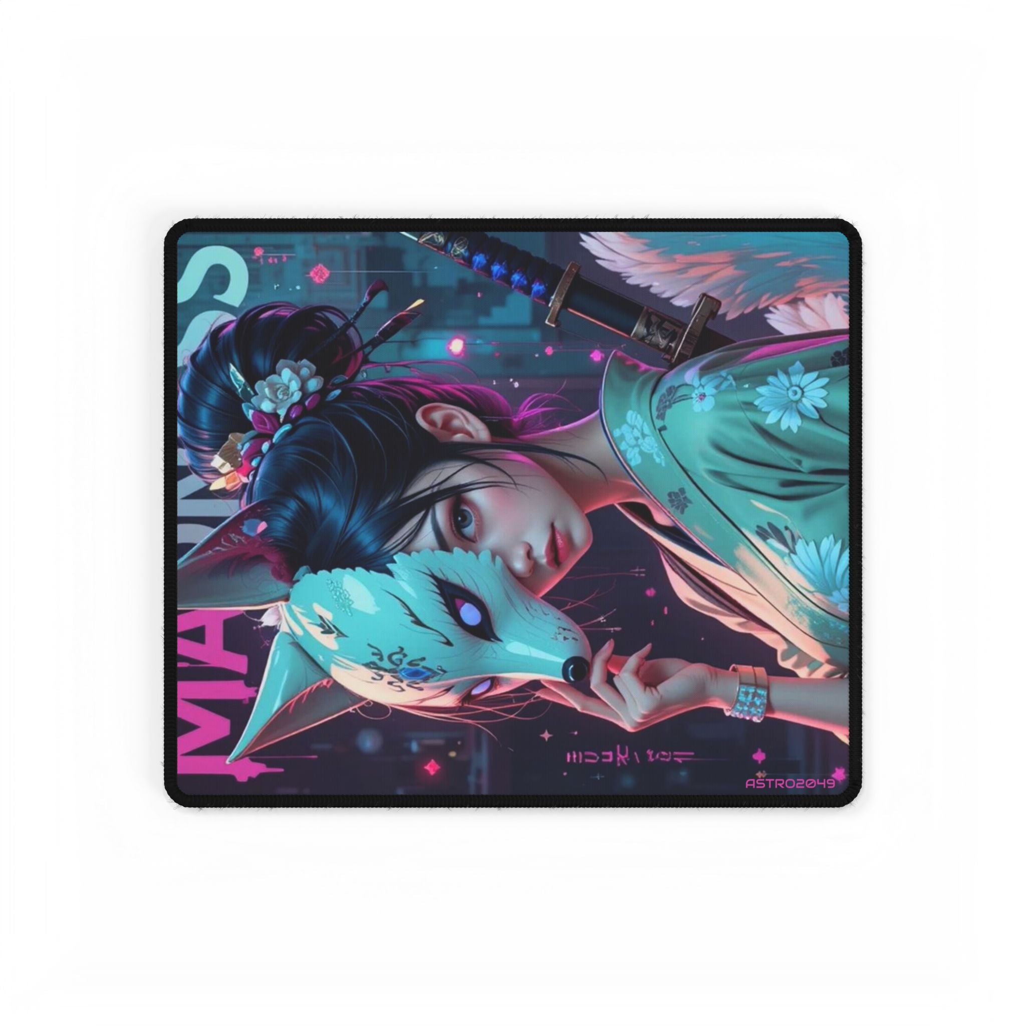 CYBERPUNK - GEISHA - Artistic Desk Mat with Japanese Inspired Design, Gaming Desk Pad, Home Office Accessories, Mouse Pad