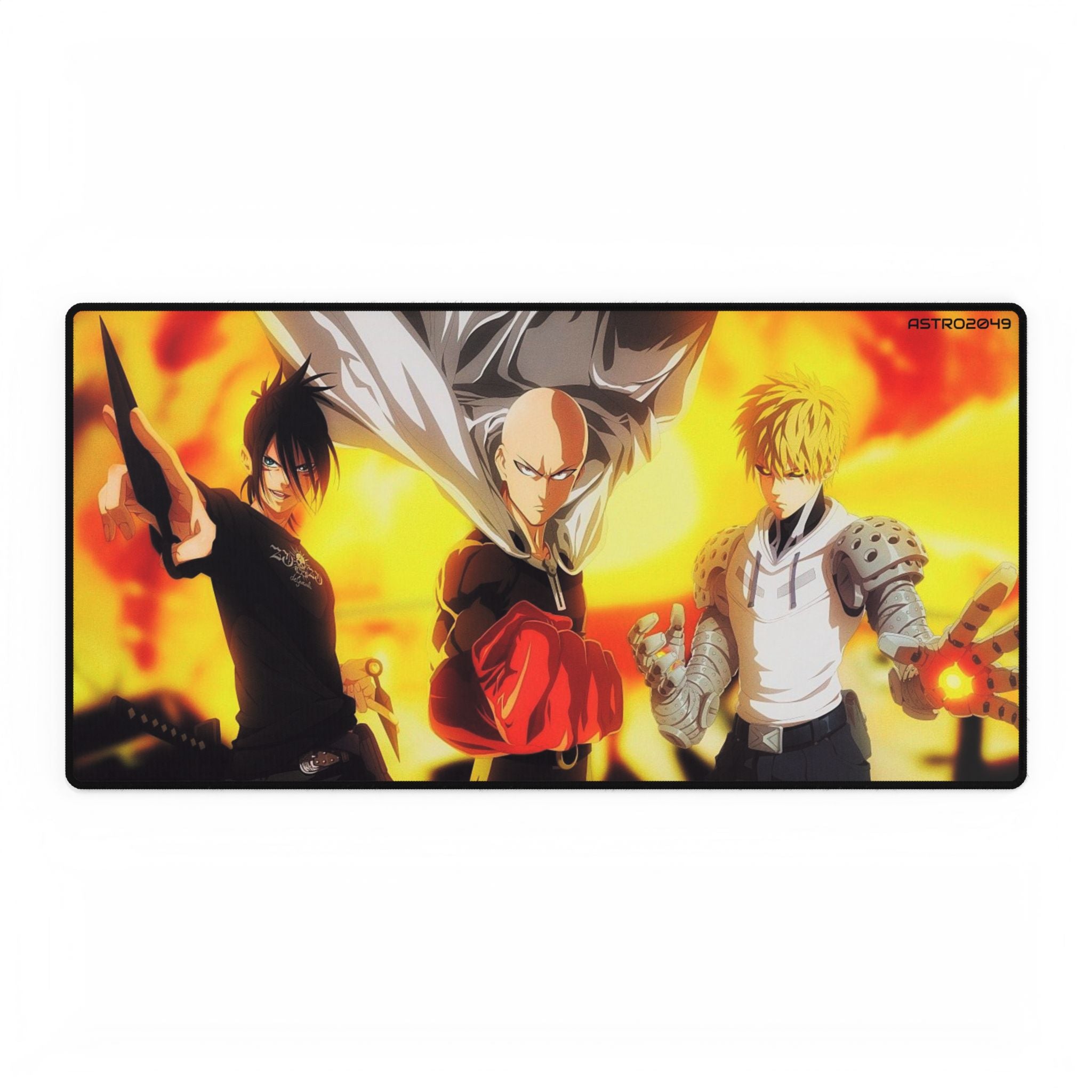 ONE-PUNCH MAN: Saitama / Genos / Sonic - Stylish Anime Desk Mat - Gamer Desk Accessories, Office Decor, Unique Gift for Anime Fans
