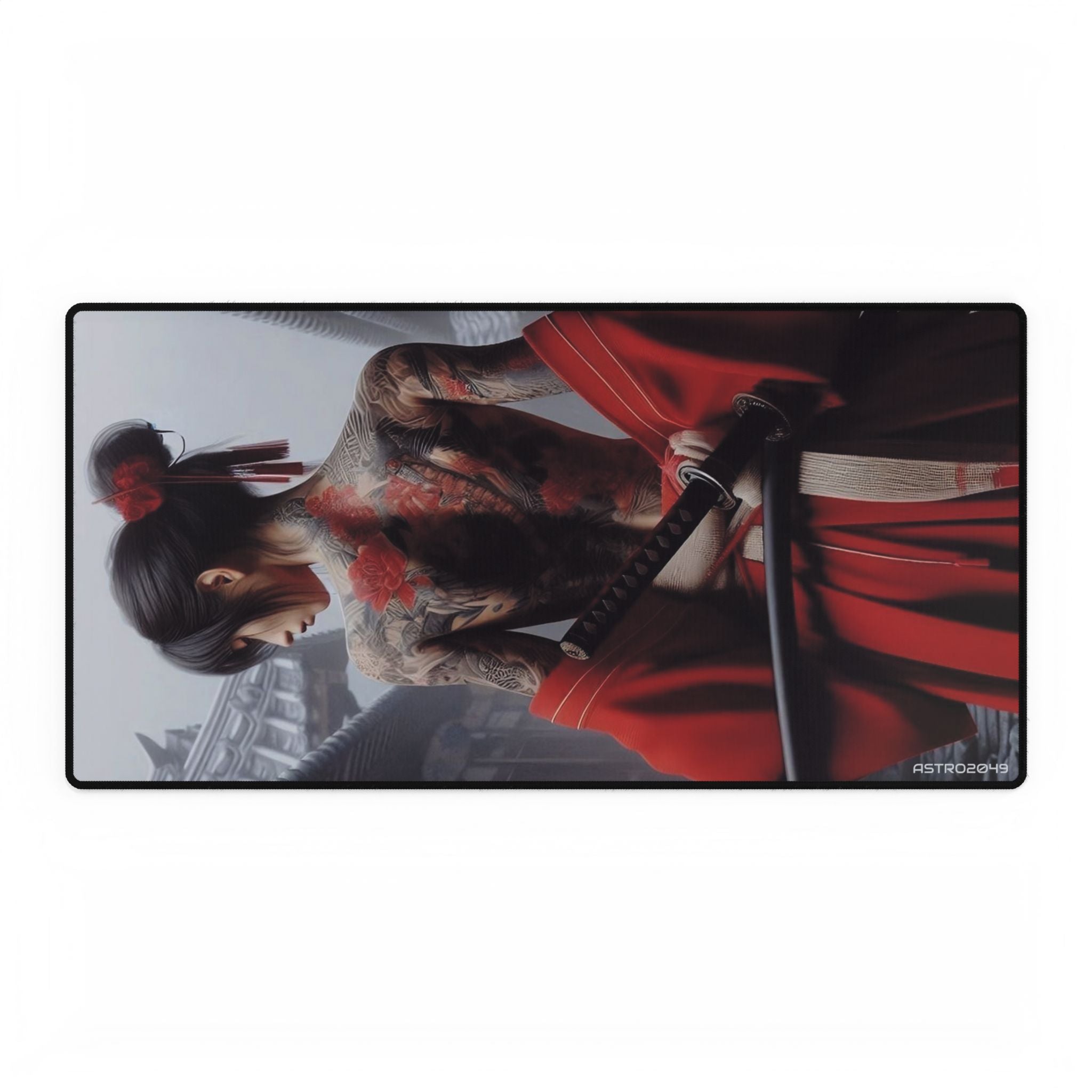 CYBERPUNK - GEISHA - SAMURAI - Japanese Warrior Desk Mat, Gaming Mouse Pad, Office Decor, Personalized Home Office Style