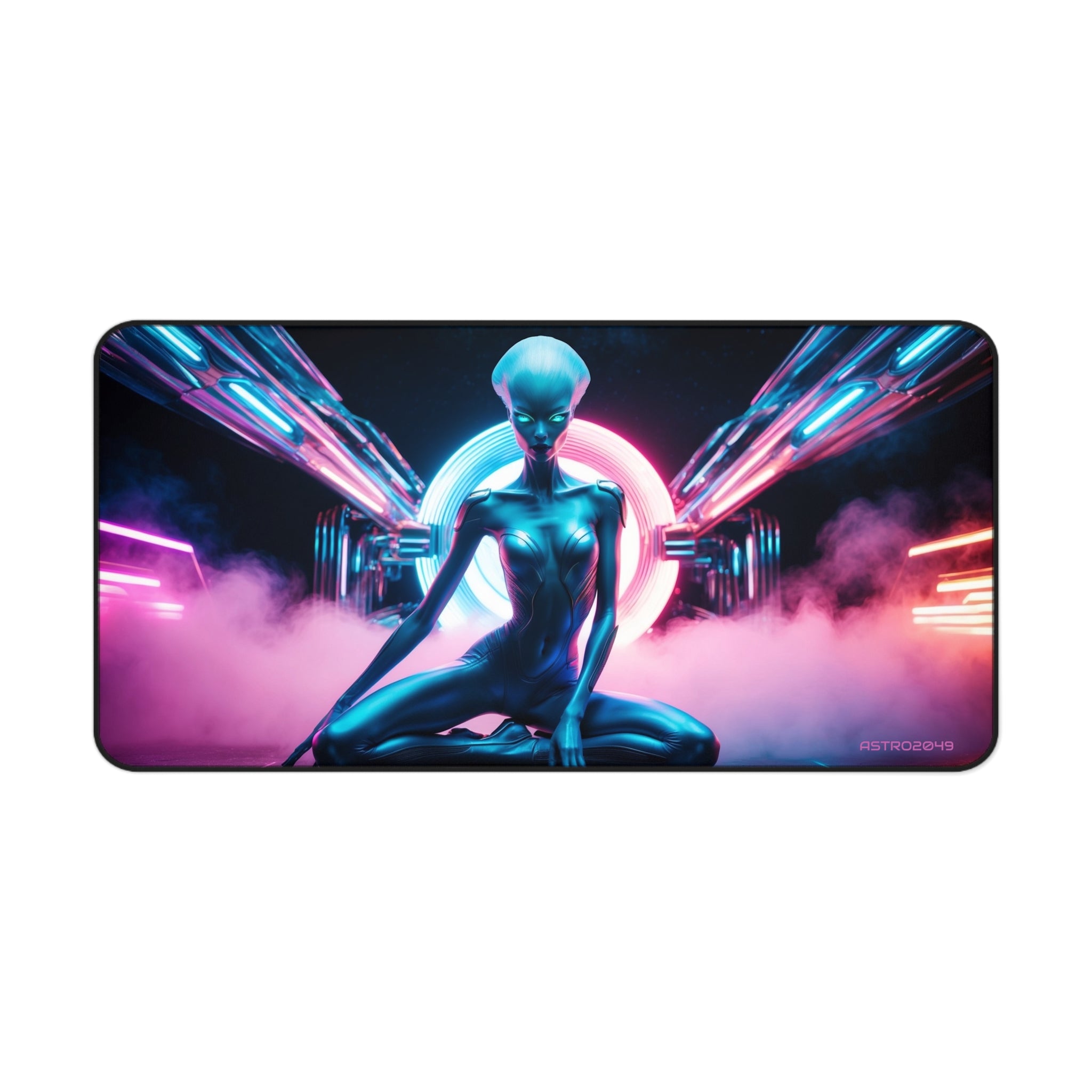 CYBERPUNK - ALIEN - Futuristic Alien Desk Mat - Cosmic Gamer Mouse Pad, Desk Accessories, Home Office Decor, Sci-Fi Art