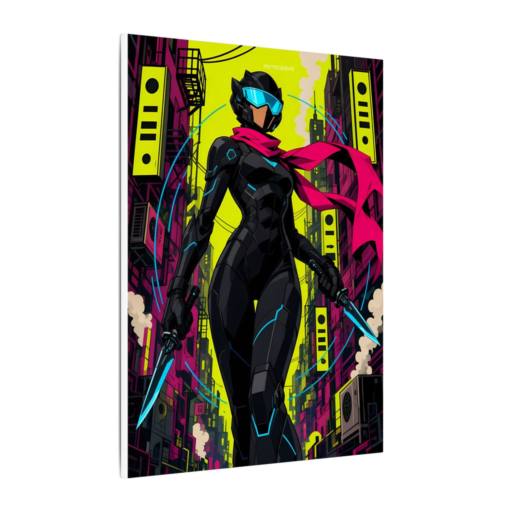 Vex Neon Ninja canvas hanging above a dark gaming desk with neon lighting, view 3 of 8