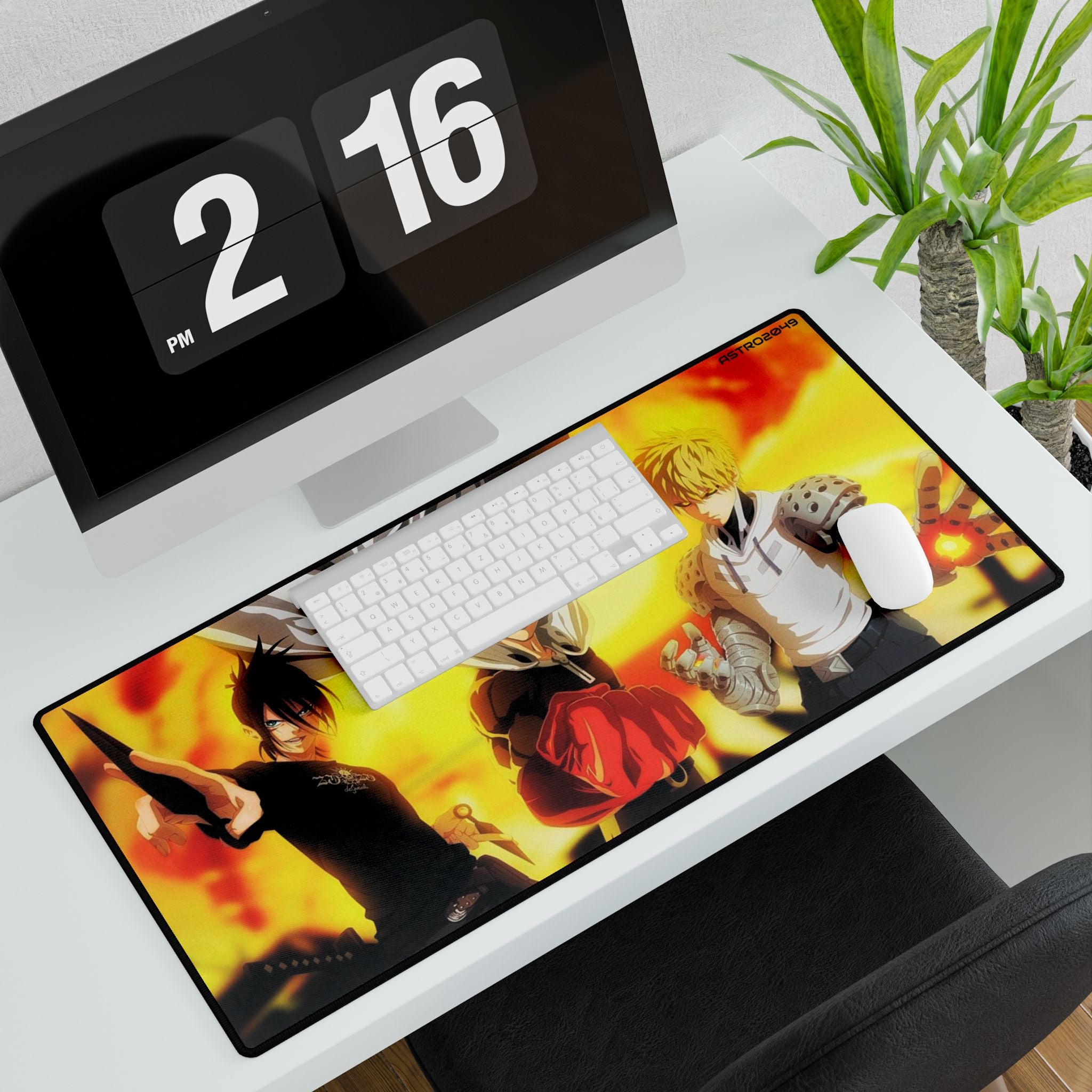 ONE-PUNCH MAN: Saitama / Genos / Sonic - Stylish Anime Desk Mat - Gamer Desk Accessories, Office Decor, Unique Gift for Anime Fans