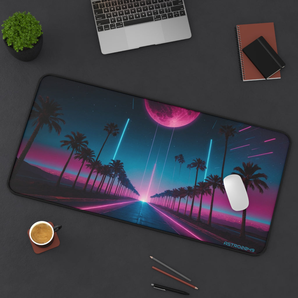 CYBERPUNK - RETROWAVE - Neon Sunset Desk Mat, Retro Gaming Mousepad, Aesthetic Office Decor, Computer Accessory, Home Office Must-Have