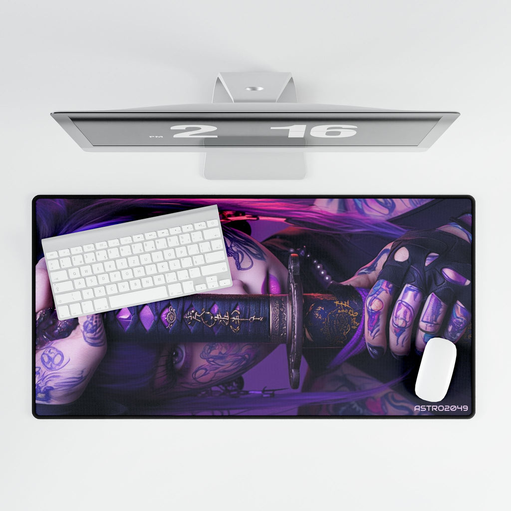 CYBERPUNK - SAMURAI - Vibrant Gamer Desk Mats, Artistic Desk Accessories, Gaming Mouse Pad, Custom Desk Pad, Home Office Decor