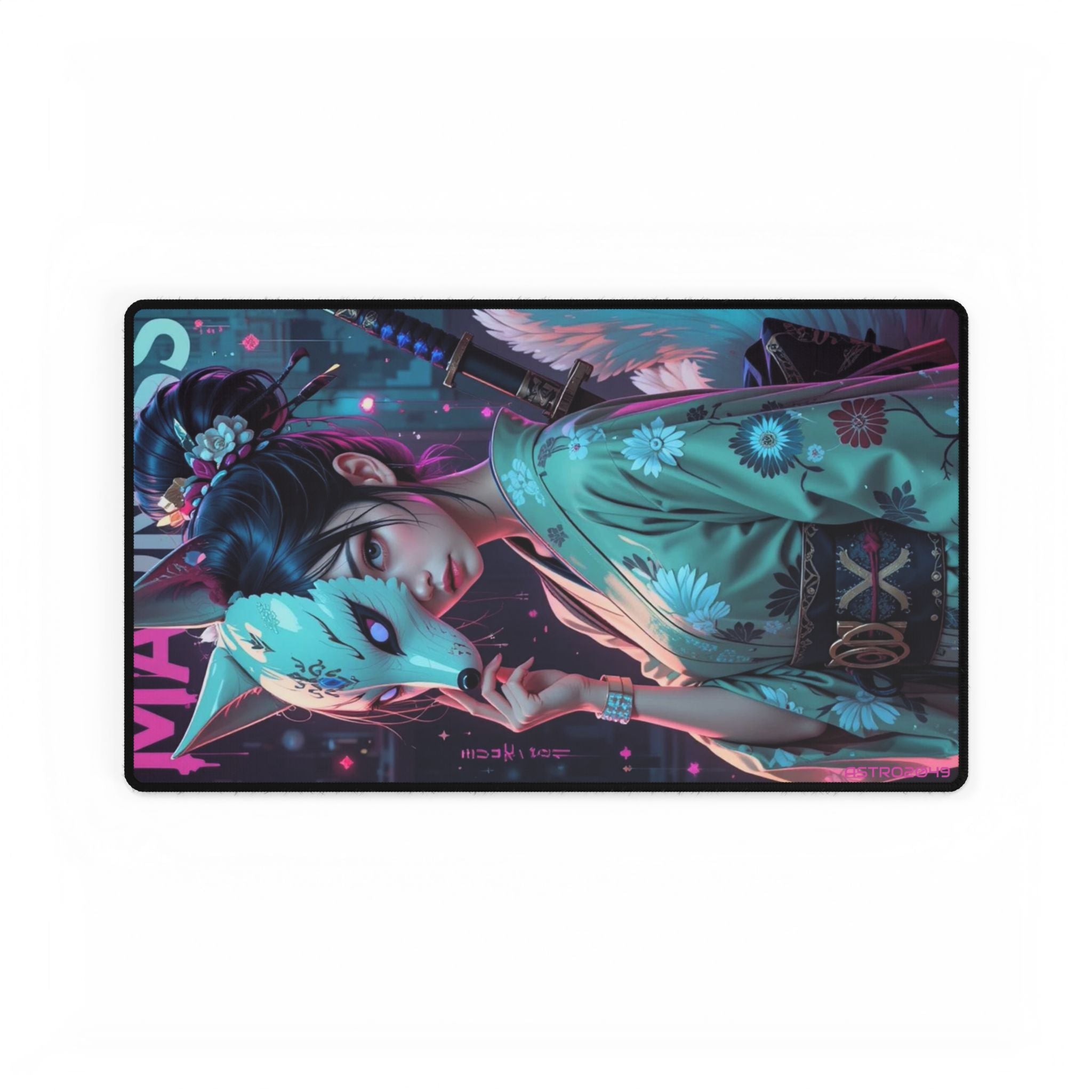 CYBERPUNK - GEISHA - Artistic Desk Mat with Japanese Inspired Design, Gaming Desk Pad, Home Office Accessories, Mouse Pad