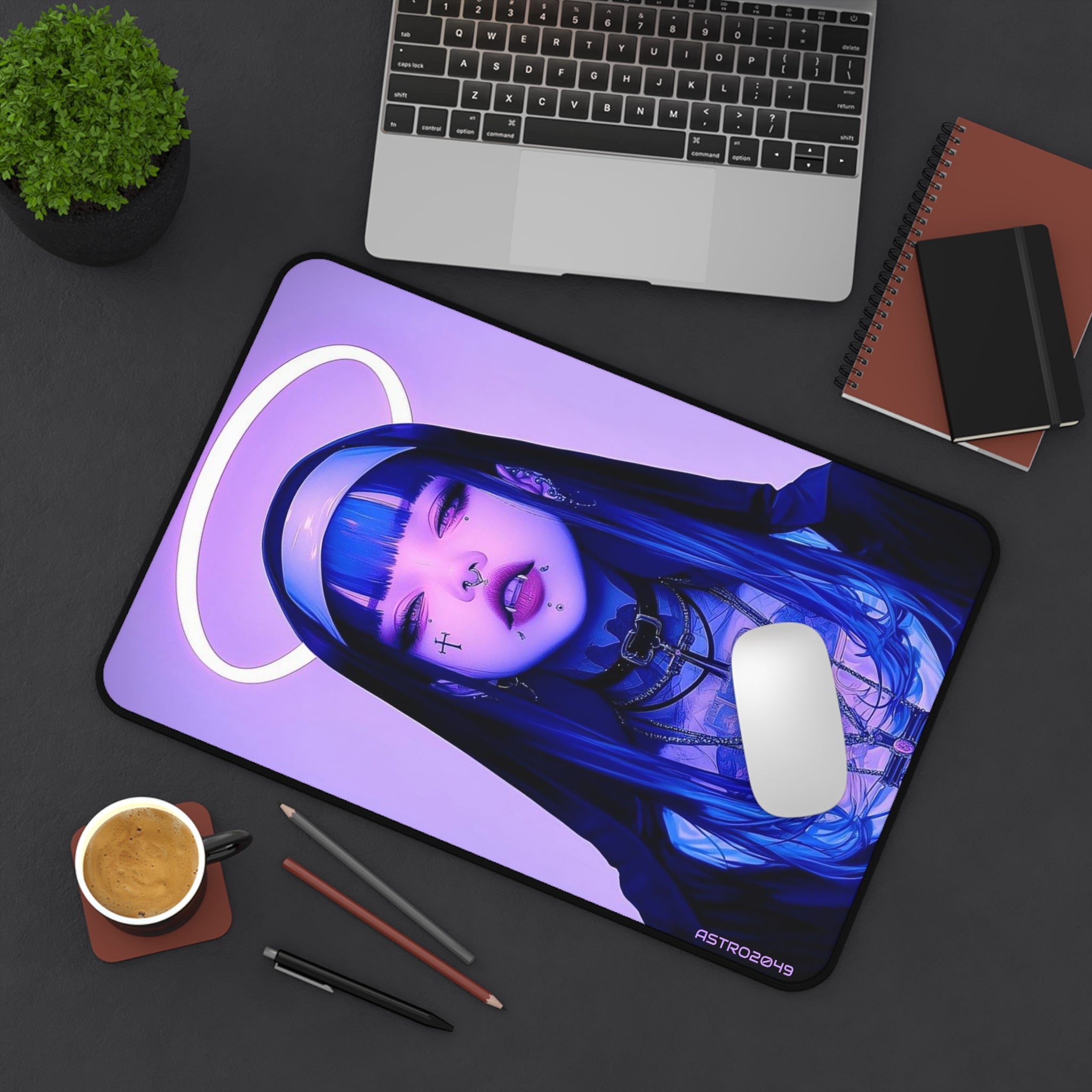 CYBERPUNK - GOTHIC: Aesthetic Desk Mat with Mystical Design - Unique Mouse Pad, Gaming Accessory, Gift for Anime Lovers, Workspace