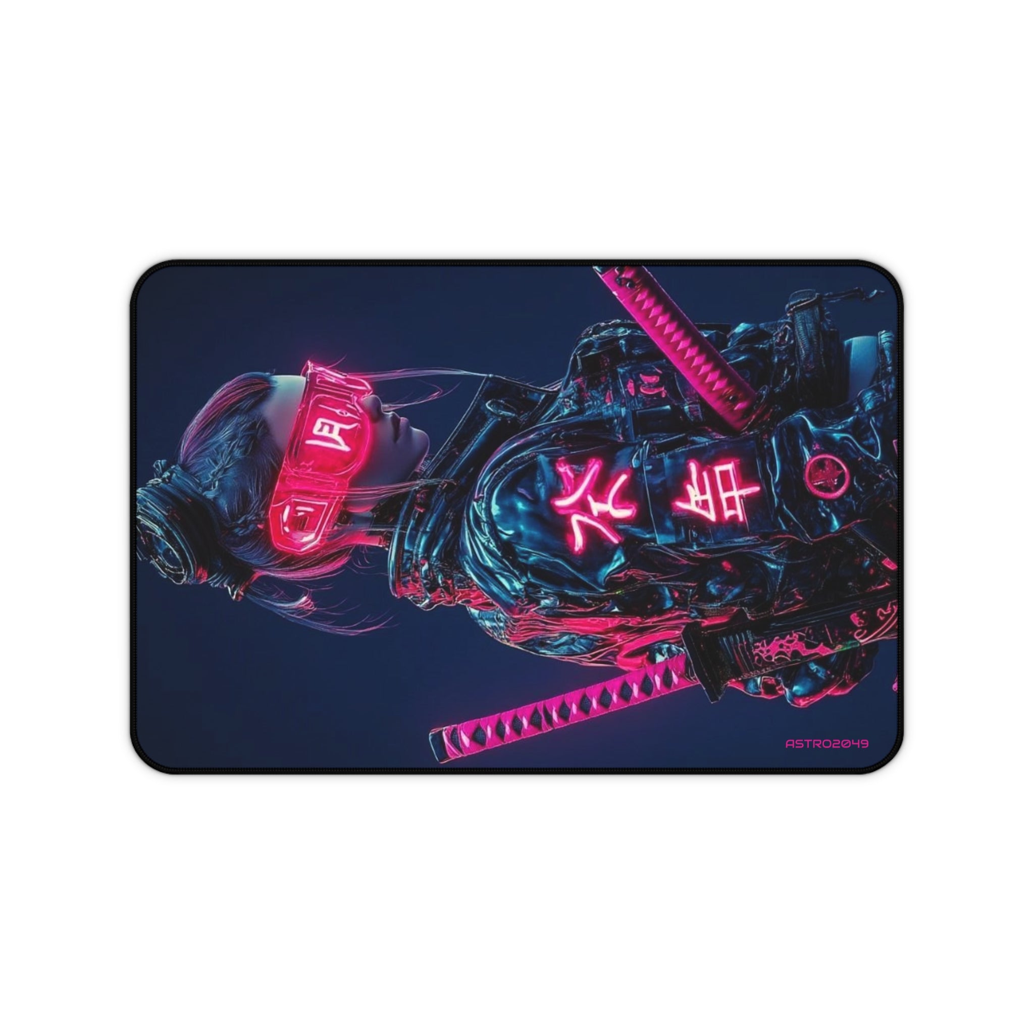 CYBERPUNK - SAMURAI - Cyberpunk Desk Mat, Neon Gaming Mouse Pad, Stylish Workspace Accessory, Gift for Gamers, Tech Enthusiasts