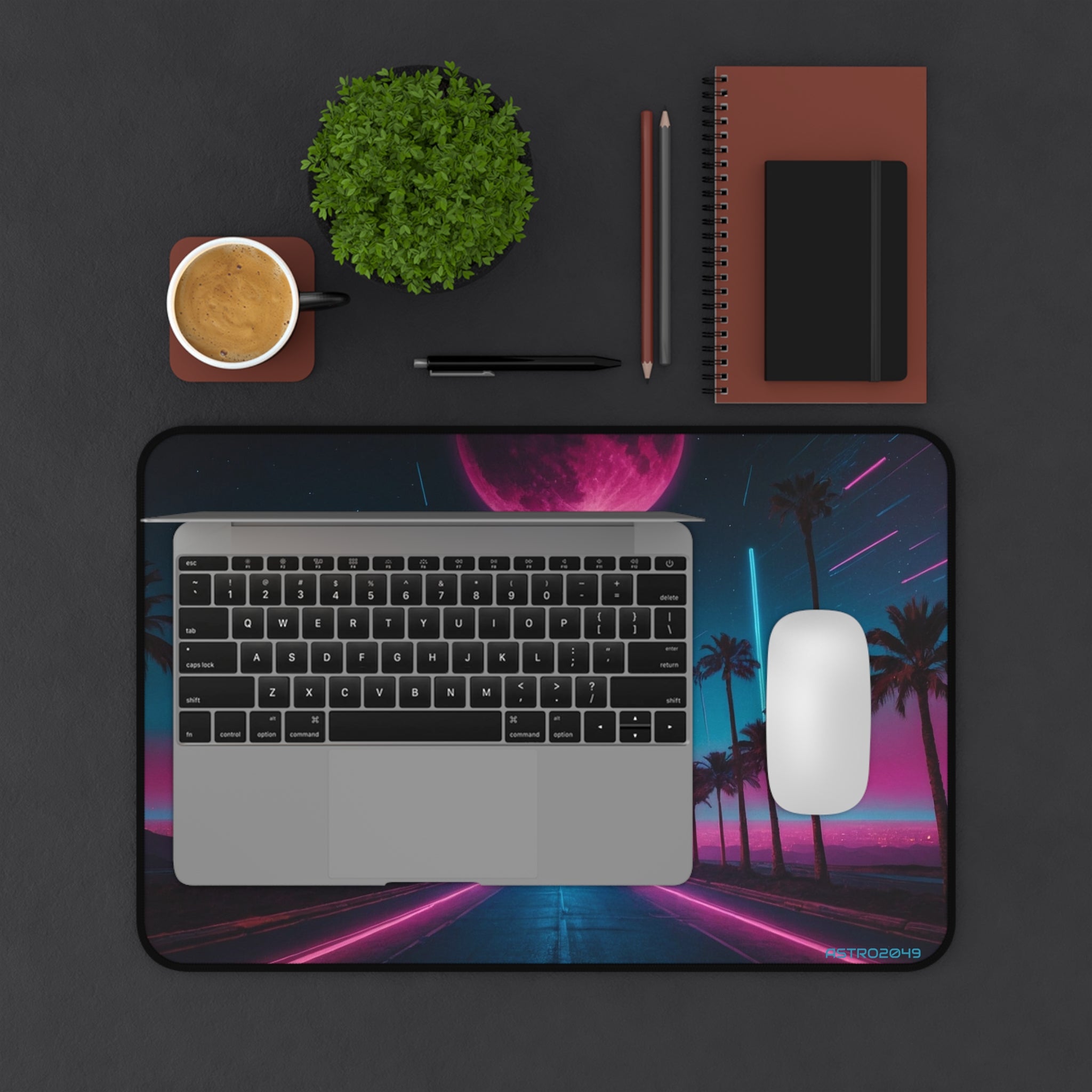 CYBERPUNK - RETROWAVE - Neon Sunset Desk Mat, Retro Gaming Mousepad, Aesthetic Office Decor, Computer Accessory, Home Office Must-Have