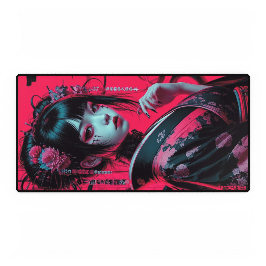 CYBERPUNK - GEISHA - Vibrant Desk Mat with Japanese Aesthetic, Office Decor, Gaming Accessory, Gift for Students, Desk Accessories