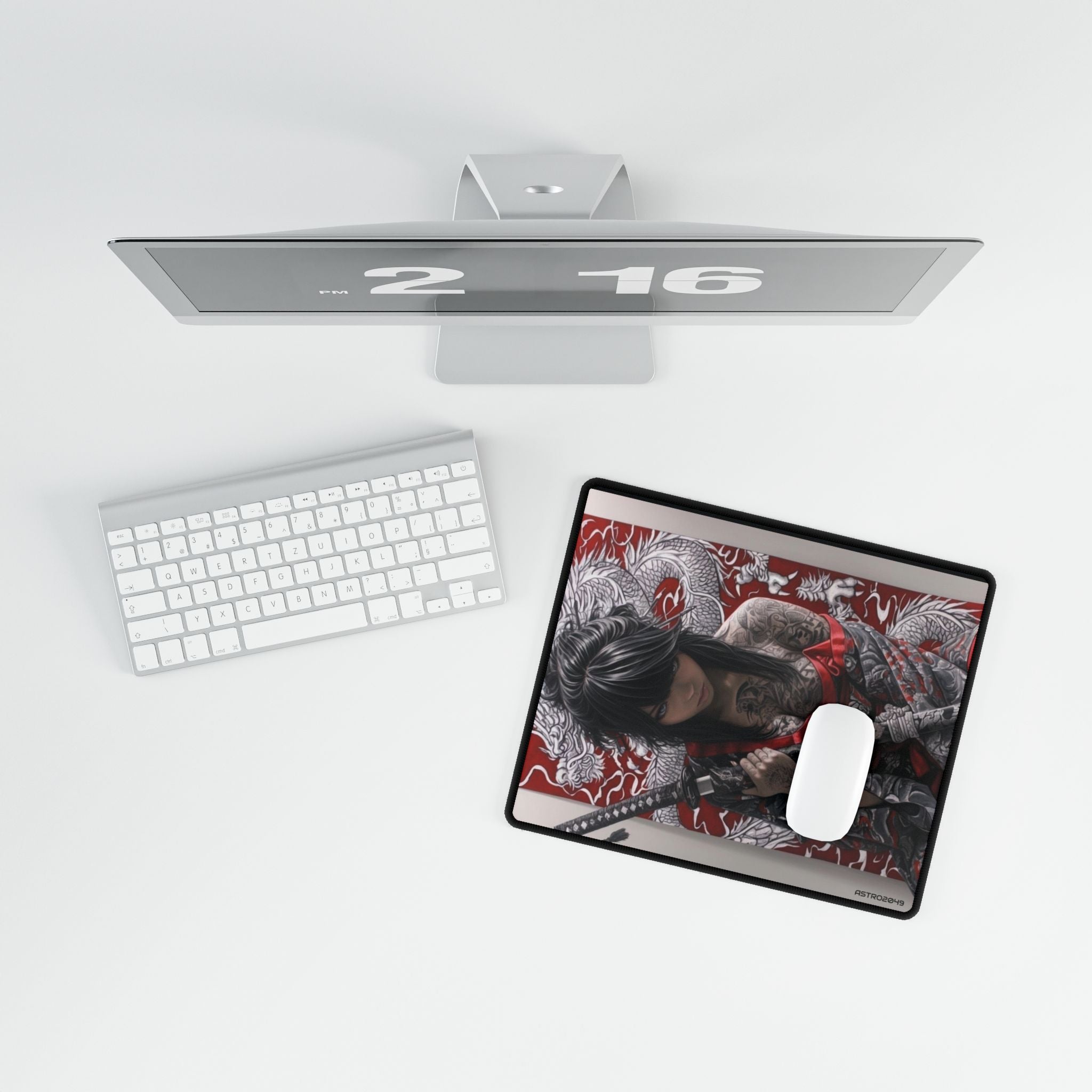 CYBERPUNK - GEISHA - SAMURAI - Elegant Art Desk Mat with Japanese Aesthetic Design, Office Decor, Gaming Setup, Unique Gift, Zen Workspace