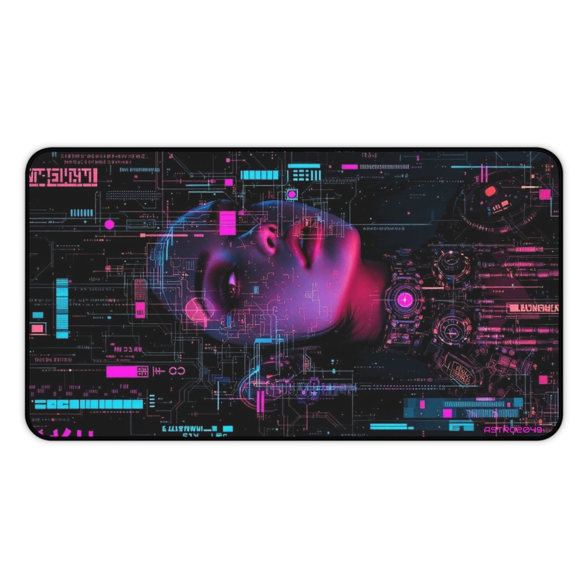 CYBERPUNK - Futuristic Desk Mat - Cyberpunk Theme, Gaming Setup, Office Decor, Tech Gift, Personal Workspace