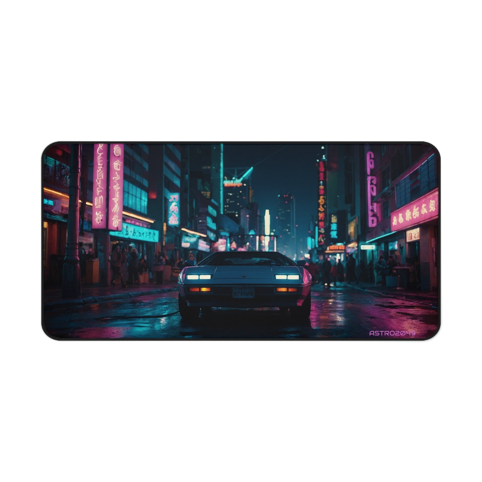 CYBERPUNK - RETROWAVE - Retro Neon City Desk Mat - Stylish Gaming Mouse Pad, Vintage Aesthetic Office Decor, Gift for Gamers,Tech Lover