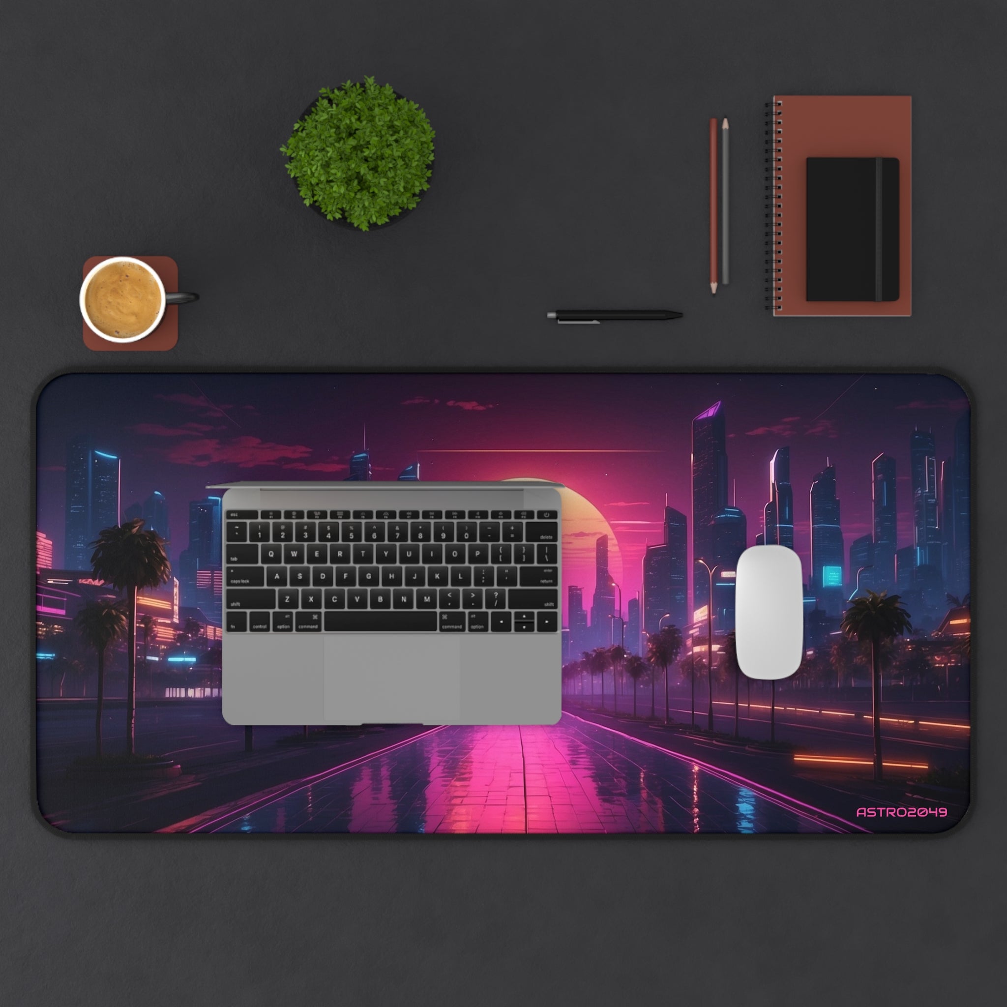 CYBERPUNK - RETROWAVE - Vibrant Sunset Cityscape Desk Mat, Gaming Mat, Office Decor, Computer Accessories, Home Office Gift, Retro Style