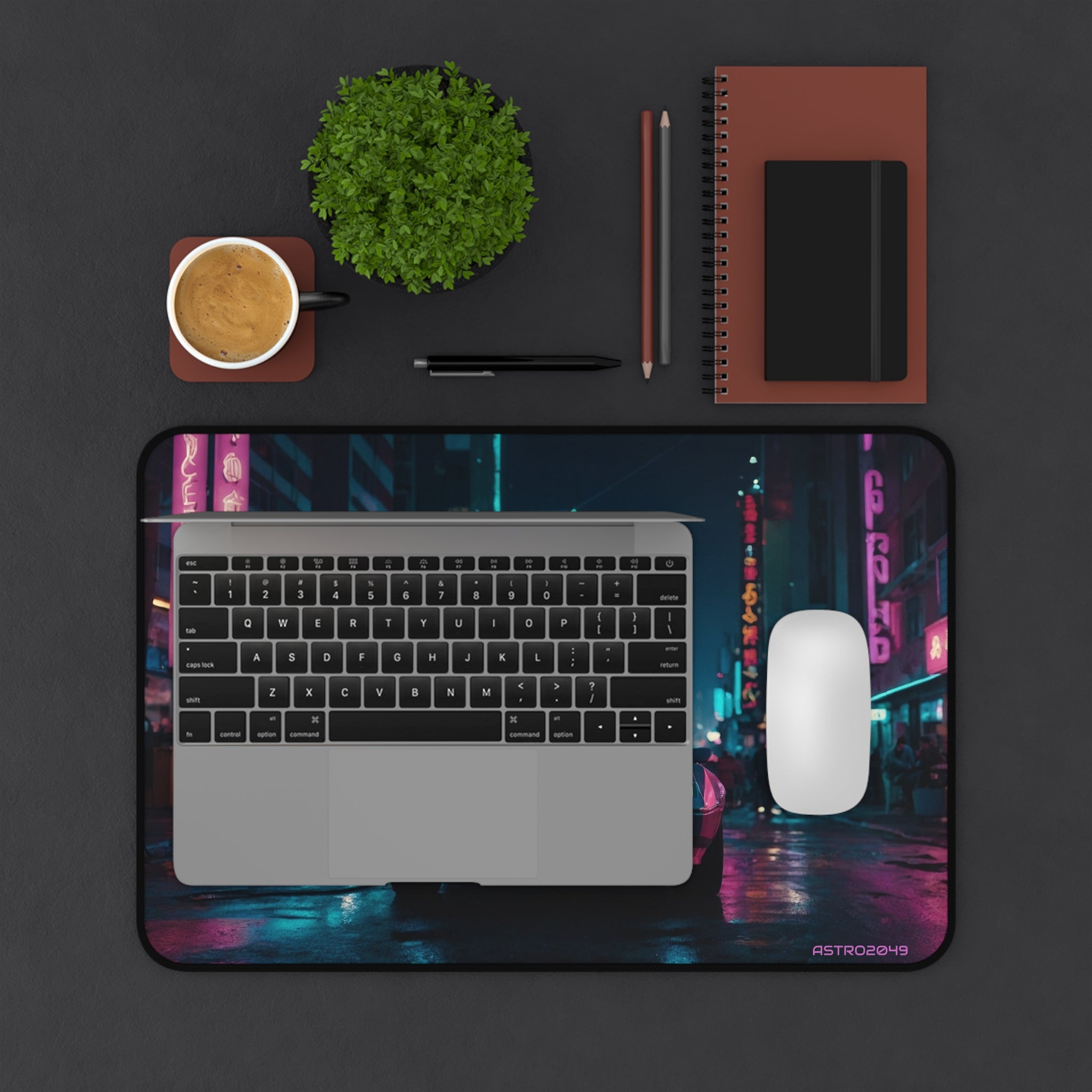 CYBERPUNK - RETROWAVE - Retro Neon City Desk Mat - Stylish Gaming Mouse Pad, Vintage Aesthetic Office Decor, Gift for Gamers,Tech Lover