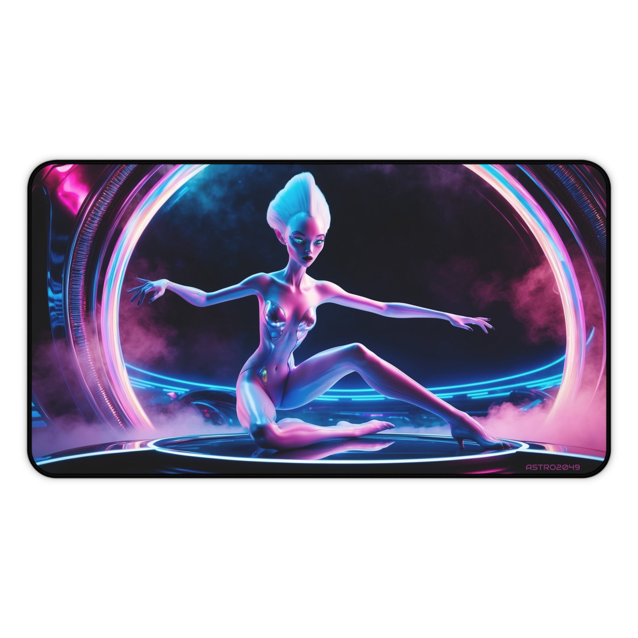 CYBERPUNK - ALIEN - Galactic Alien Themed Desk Mat, Sci-Fi Mouse Pad, Office Decor, Gaming Accessory, Unique Gift for Space Lovers