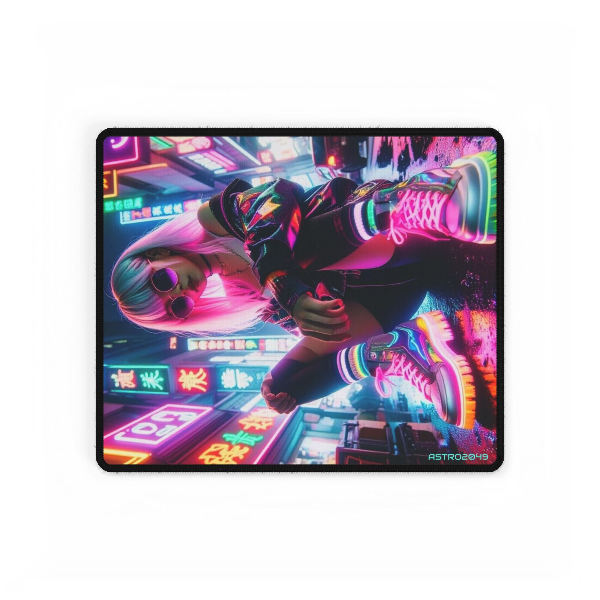CYBERPUNK - Neon Vibe Desk Mat - Gaming Workspace Decor, Computer Accessories for Gamers, Office Desk Pad, Stylish Desk Decoration