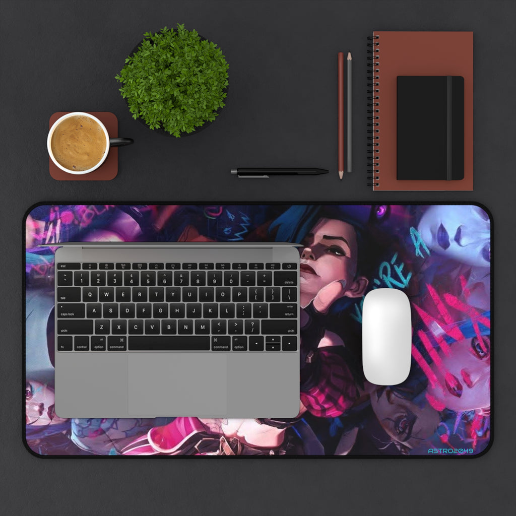 League of Legends - Arcane: JINX - Edgy Gamer Desk Mat, Anti-Slip Desk Pad, Personalized Gaming Mat, Unique Gift for Gamers