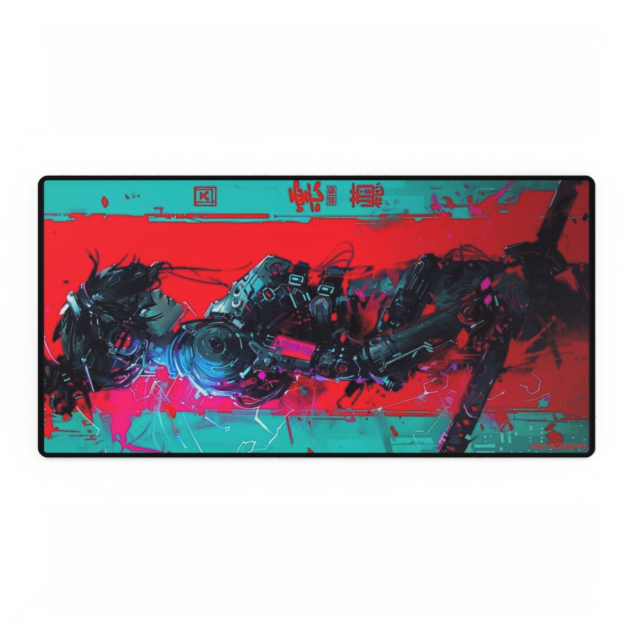 CYBERPUNK - SAMURAI - Colorful Gaming Desk Mat with Abstract Design, Desk Pad for Gamers, Office Decor, Mouse Mat, Home Workspace