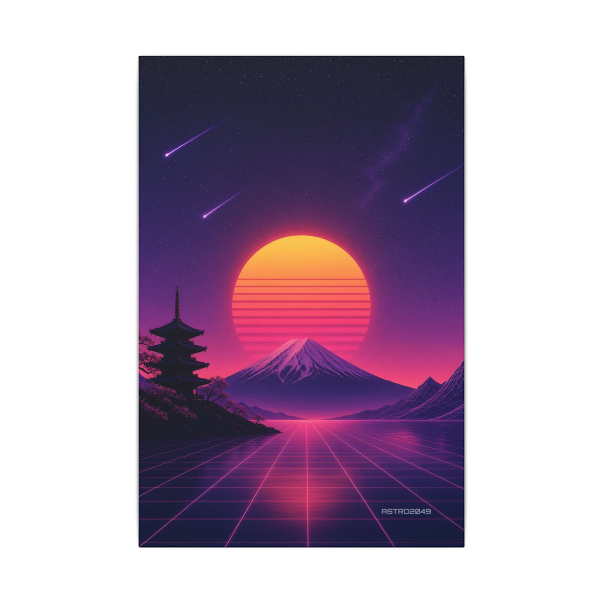Sunset Pagoda Grid canvas print, 12 x 18 in – full artwork view