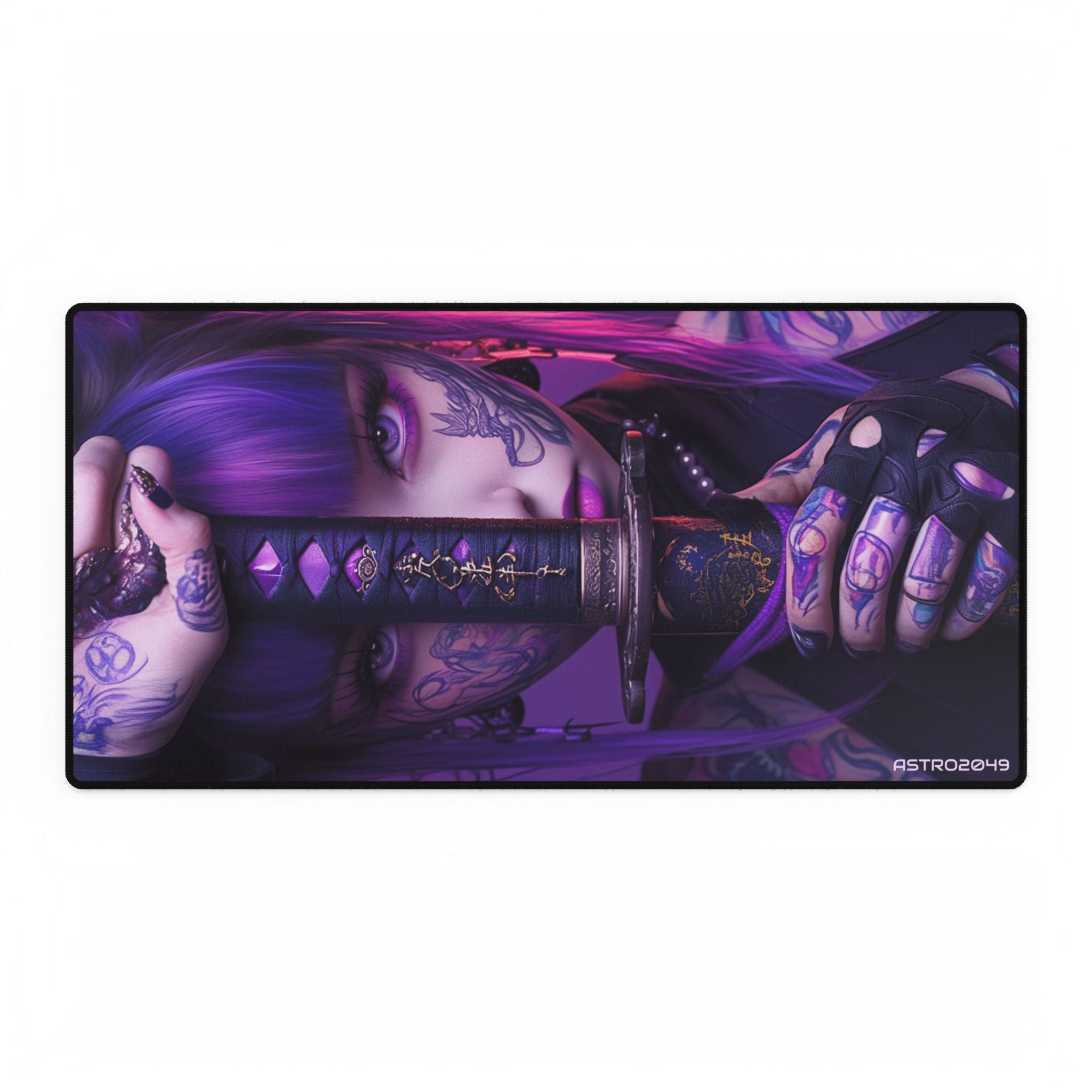 CYBERPUNK - SAMURAI - Vibrant Gamer Desk Mats, Artistic Desk Accessories, Gaming Mouse Pad, Custom Desk Pad, Home Office Decor