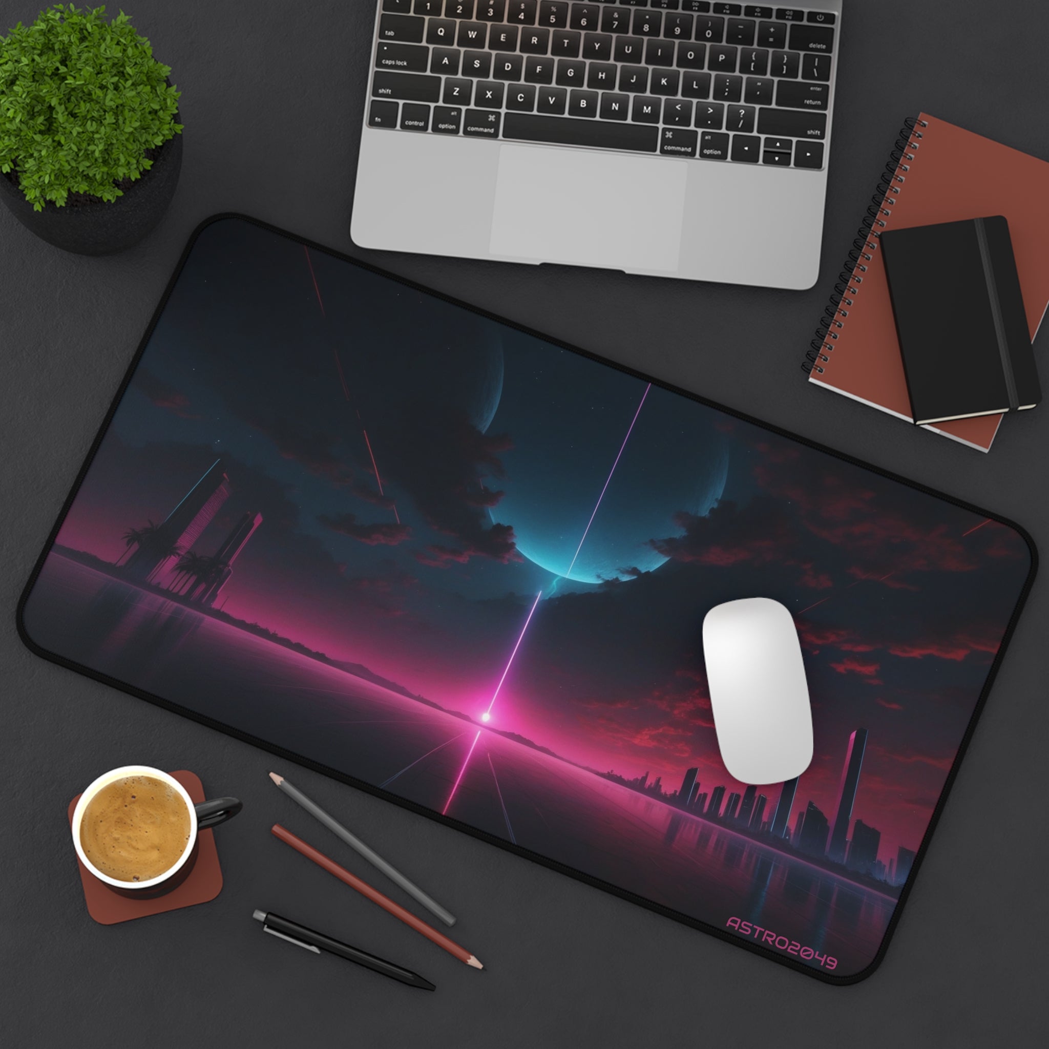 CYBERPUNK - RETROWAVE - Retro Futuristic Desk Mat, Gaming Mouse Pad, Office Decor, Gift for Gamers, Desk Accessories, Cyberpunk Theme