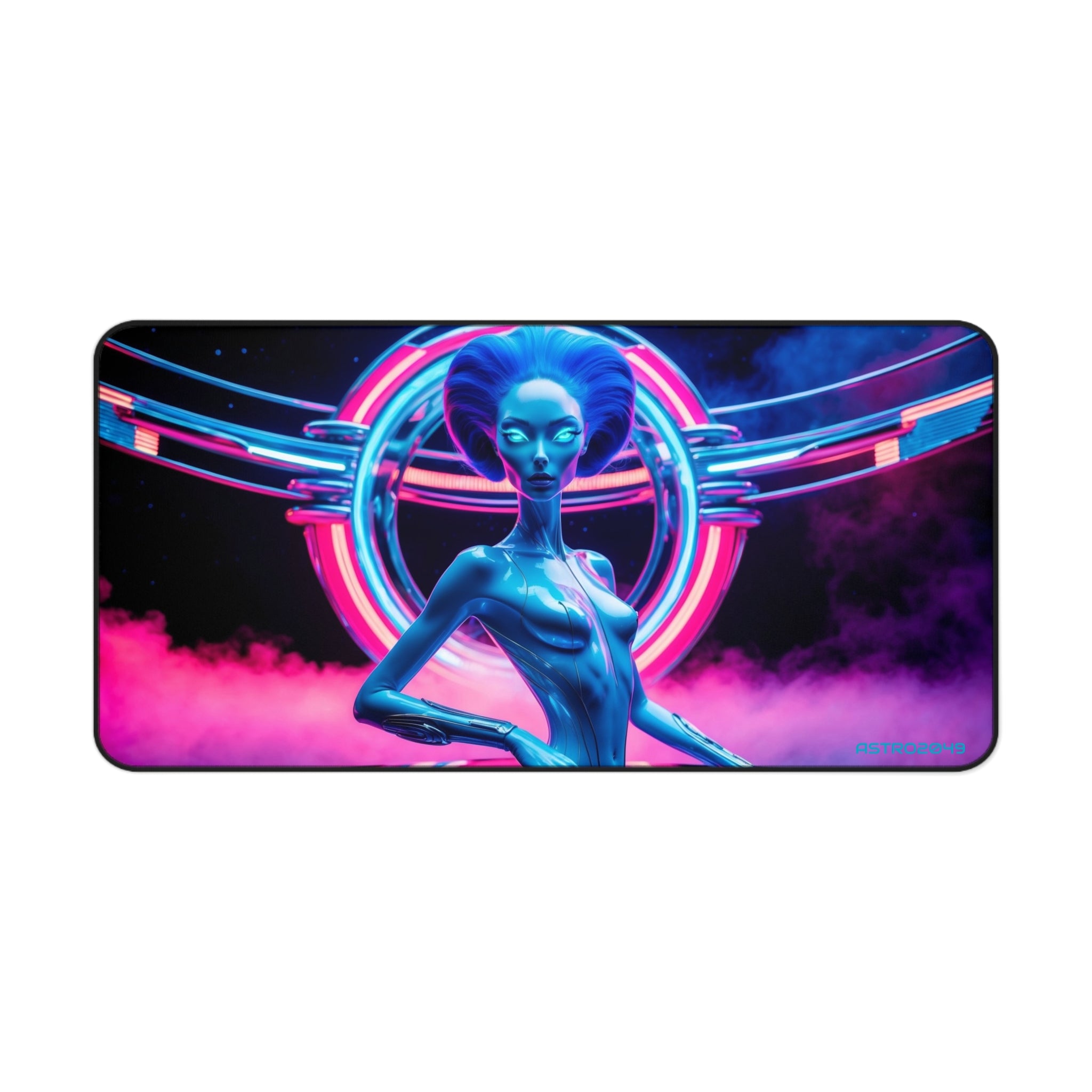 CYBERPUNK - ALIEN -Futuristic Alien Desk Mat - Neon Workspace Accessory, Gaming Mat, Computer Pad, Sci-Fi Decor, Unique Gift