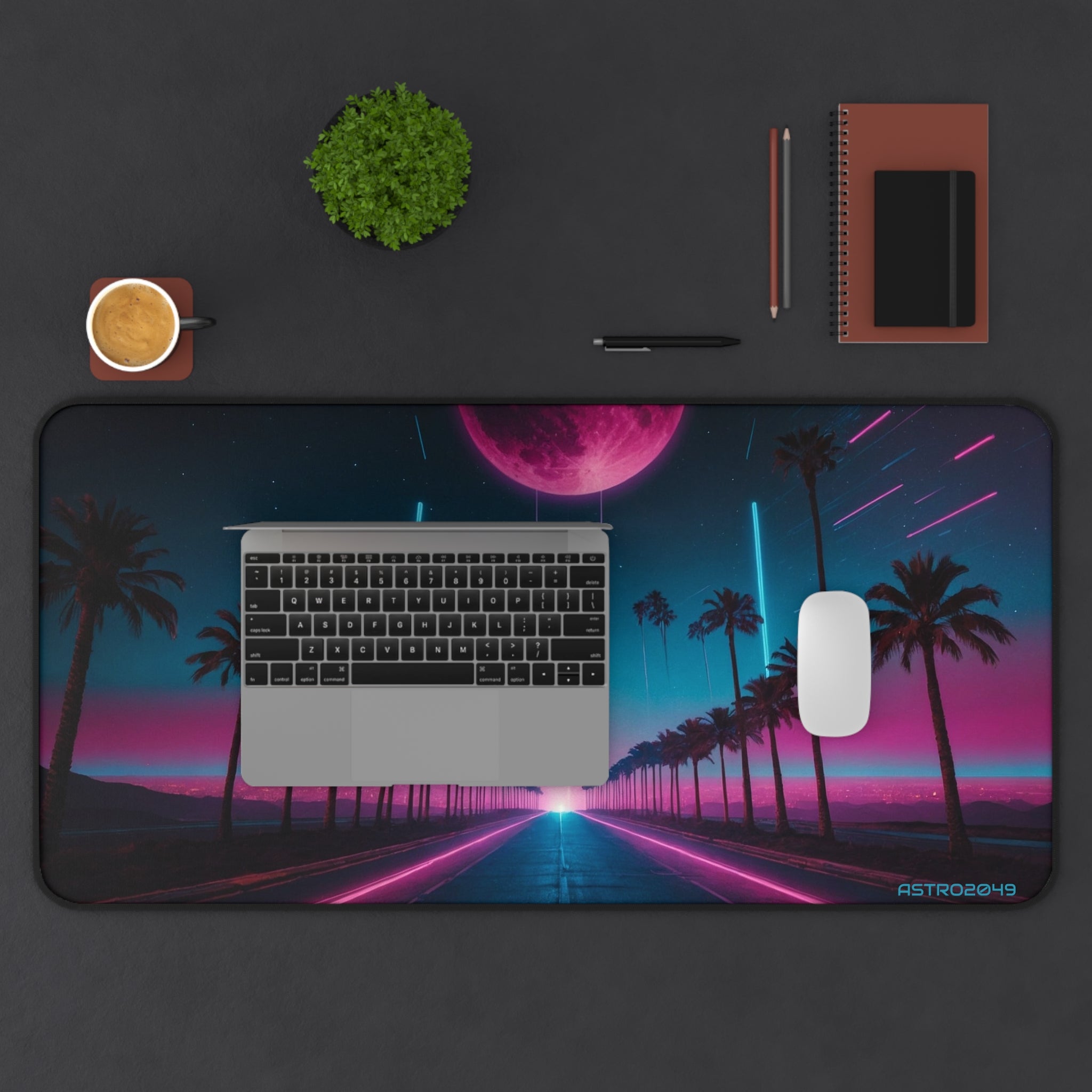 CYBERPUNK - RETROWAVE - Neon Sunset Desk Mat, Retro Gaming Mousepad, Aesthetic Office Decor, Computer Accessory, Home Office Must-Have