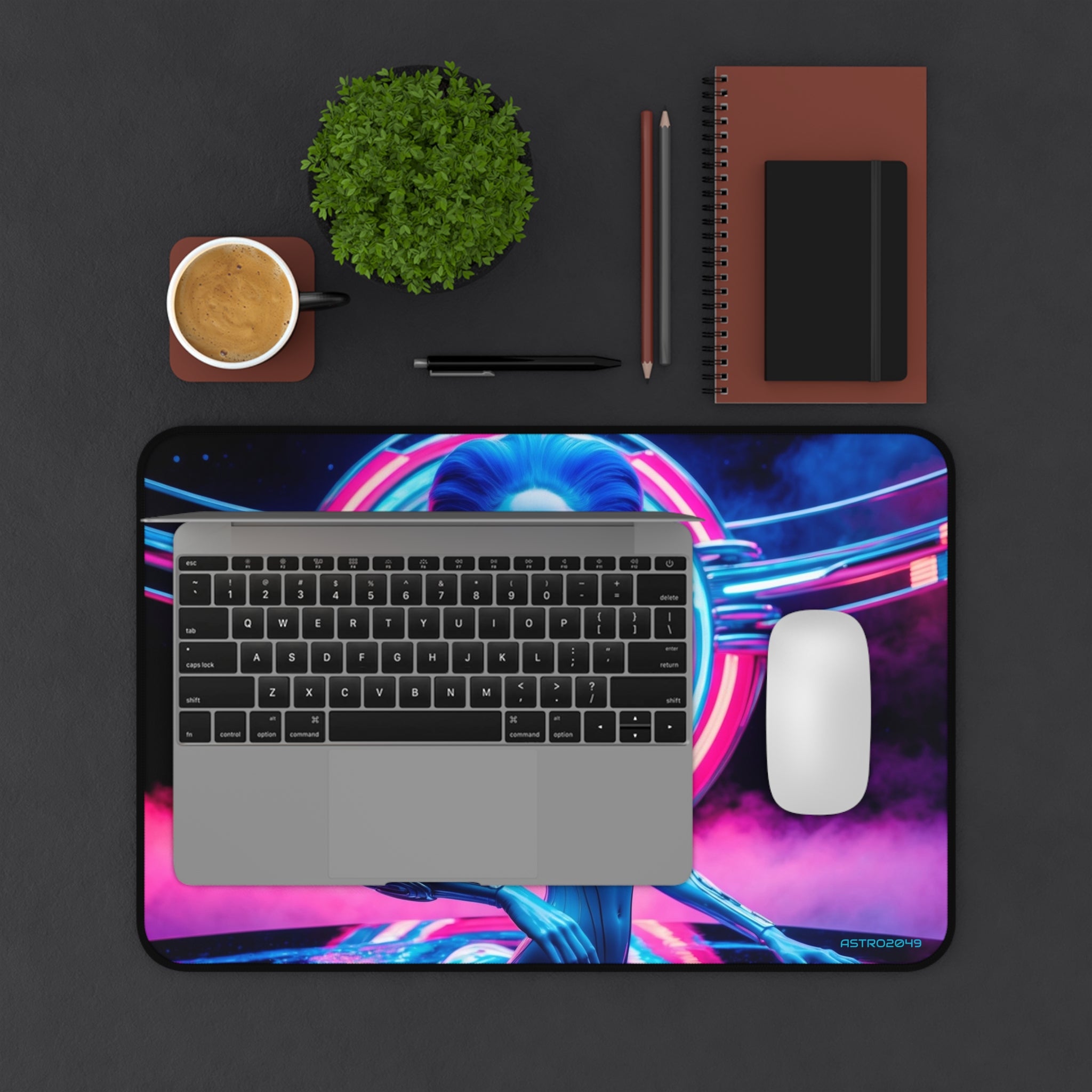 CYBERPUNK - ALIEN -Futuristic Alien Desk Mat - Neon Workspace Accessory, Gaming Mat, Computer Pad, Sci-Fi Decor, Unique Gift