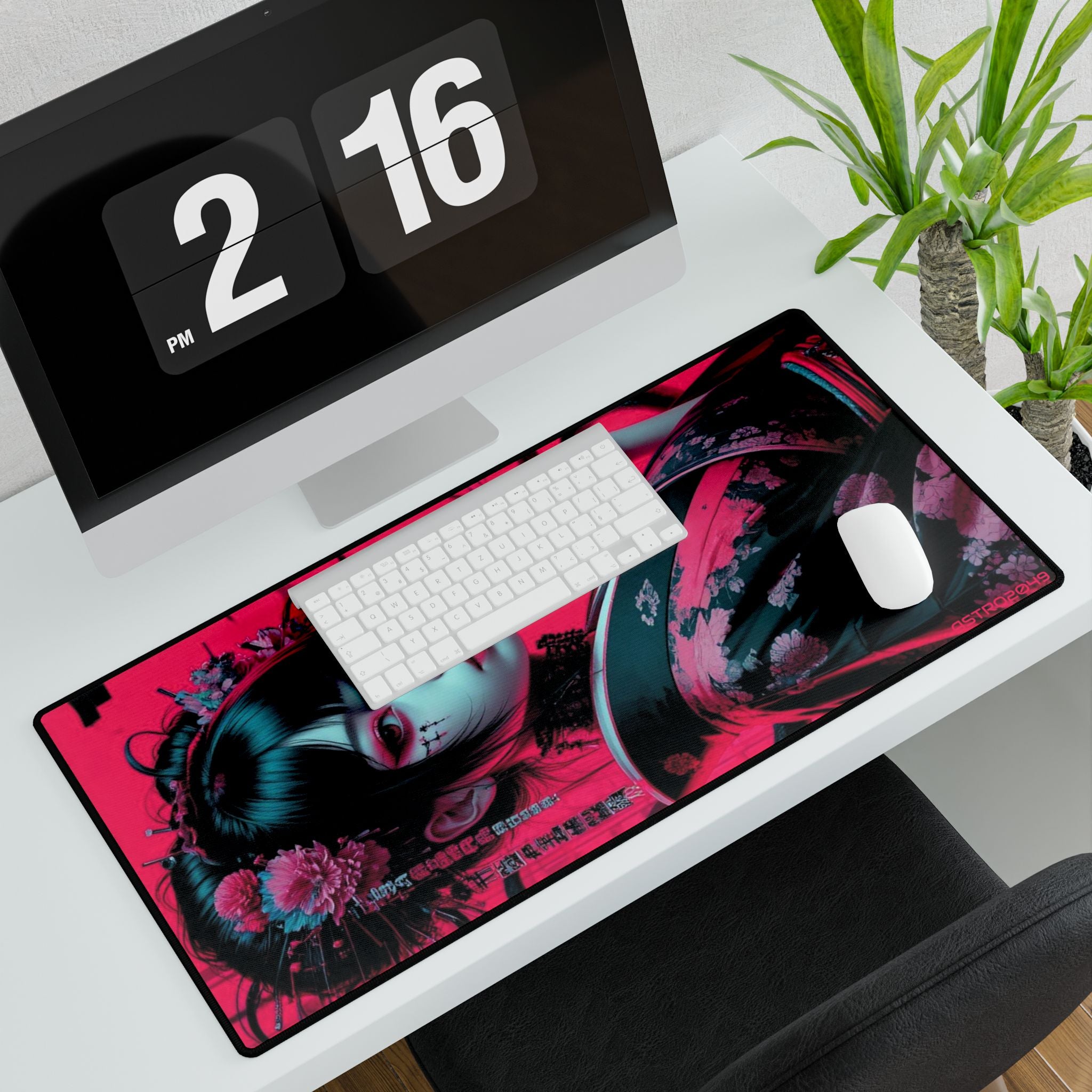 CYBERPUNK - GEISHA - Vibrant Desk Mat with Japanese Aesthetic, Office Decor, Gaming Accessory, Gift for Students, Desk Accessories